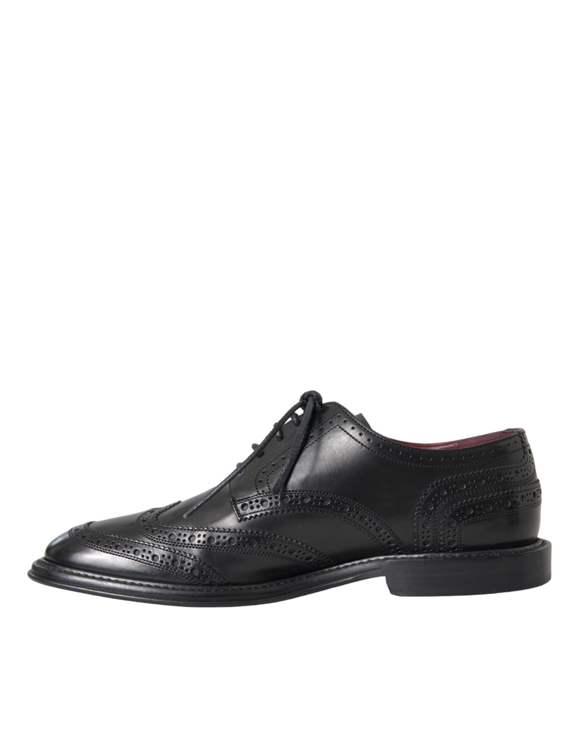 Dolce & Gabbana Svarta Oxford-skor i läder med vingspetsar och vingspetsar för män
