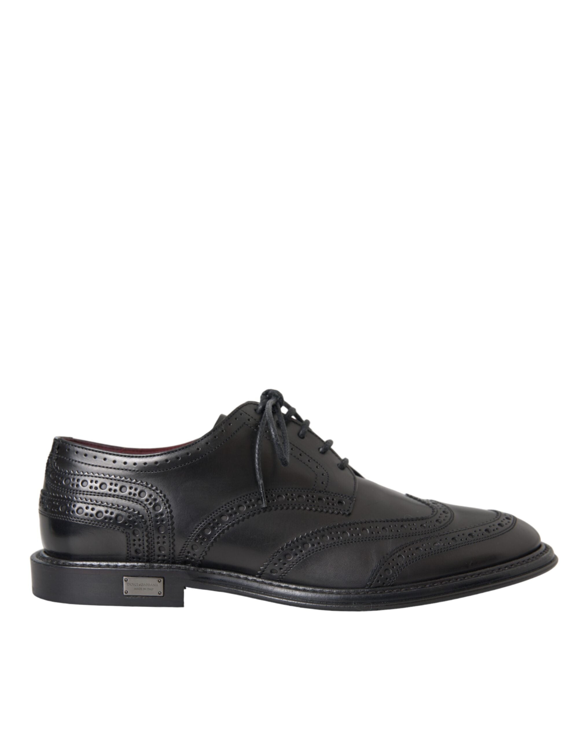 Dolce & Gabbana Svarta Oxford-skor i läder med vingspetsar och vingspetsar för män