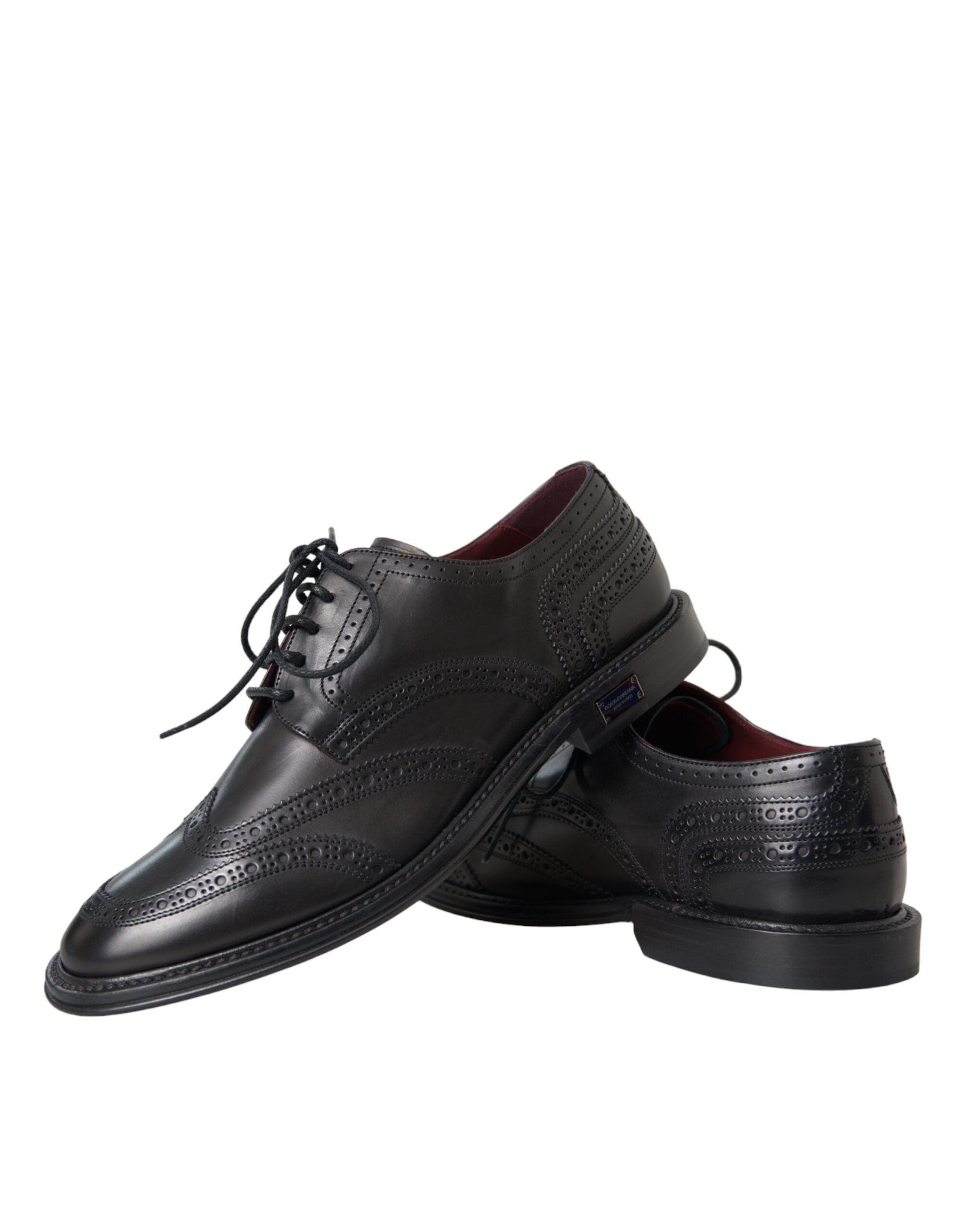 Dolce & Gabbana Svarta Oxford-skor i läder med vingspetsar och vingspetsar för män