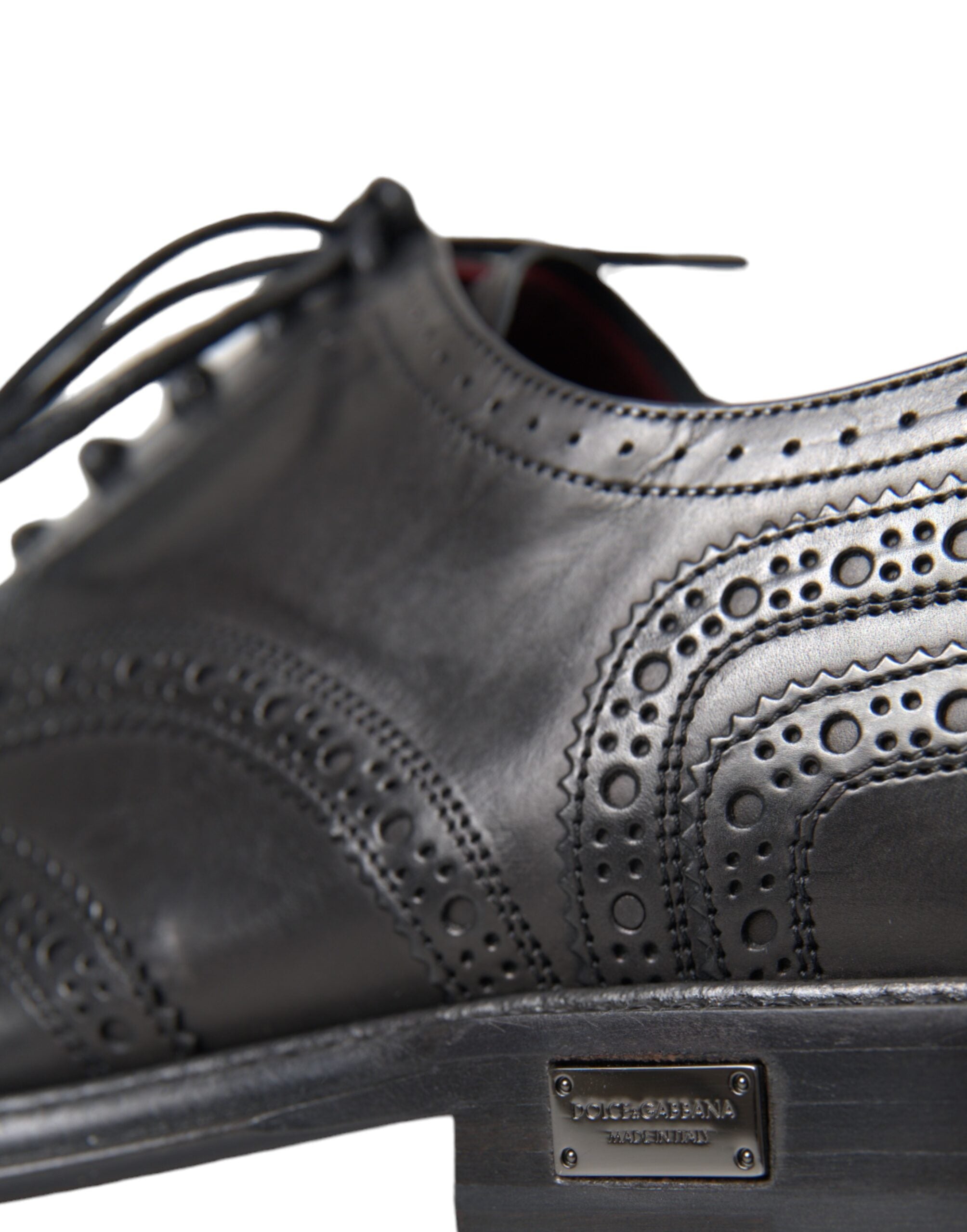 Dolce & Gabbana Svarta Oxford-skor i läder med vingspetsar och vingspetsar för män