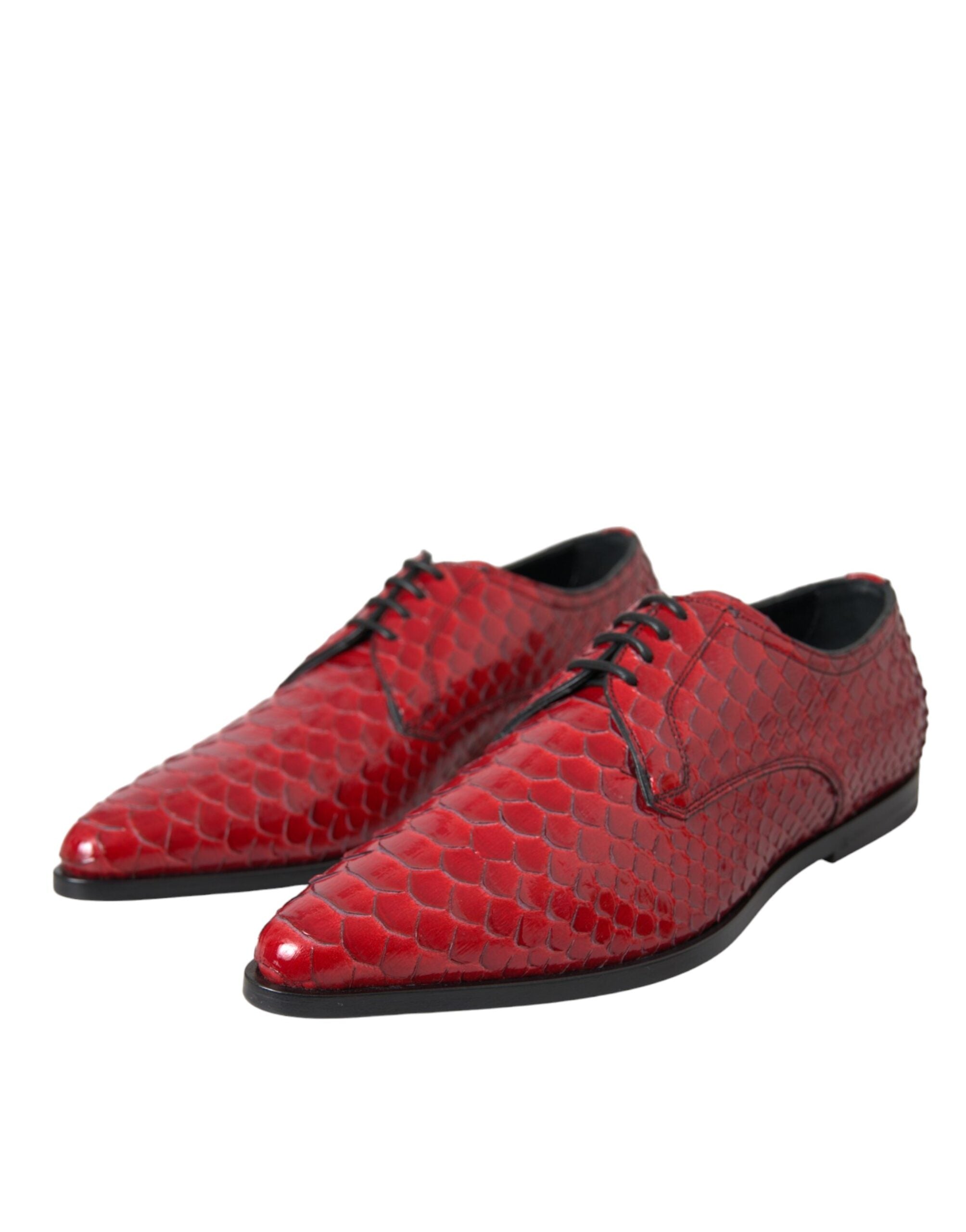 Dolce & Gabbana Röda Texturerade Lackerade Derby Herrskor