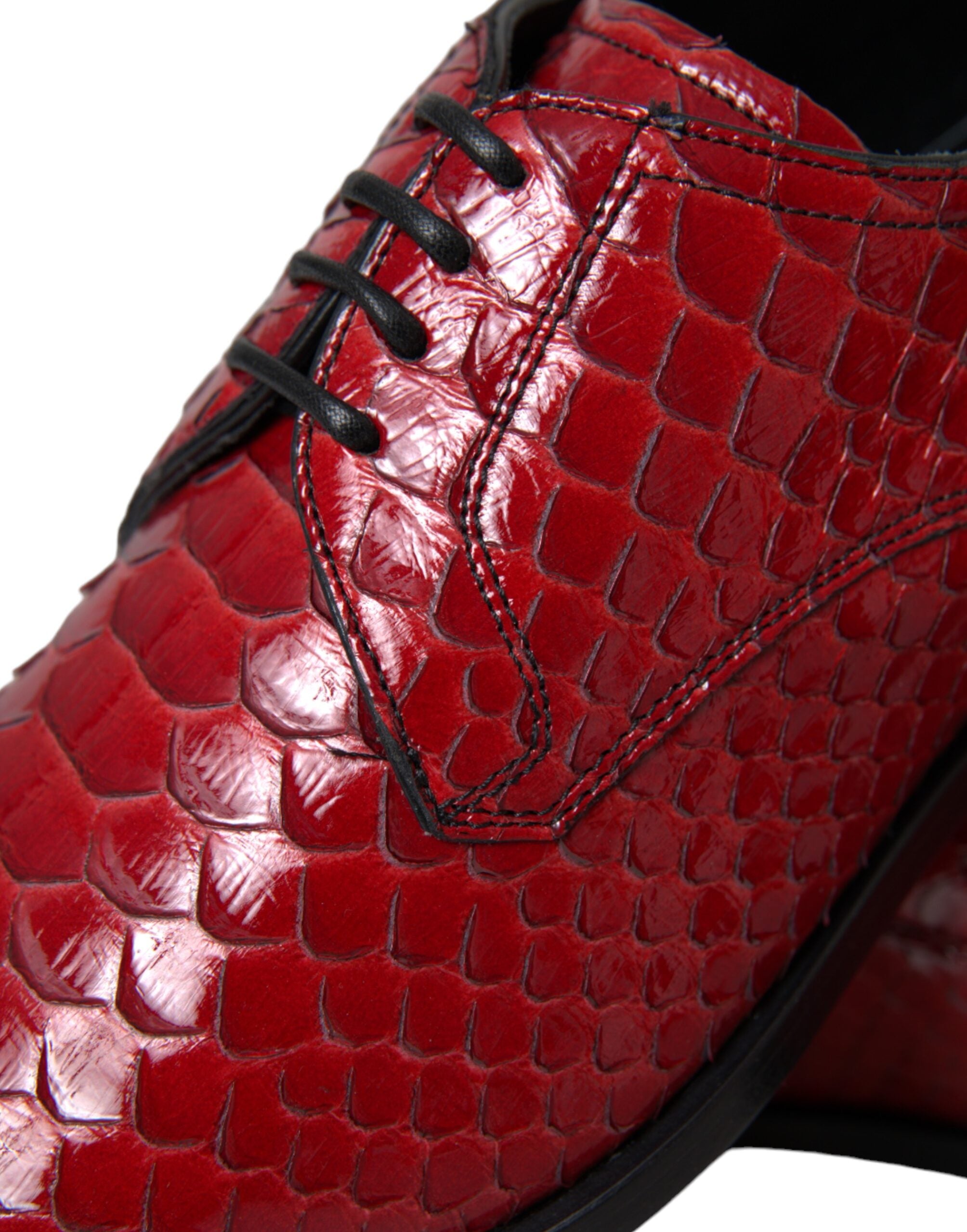 Dolce & Gabbana Röda Texturerade Lackerade Derby Herrskor