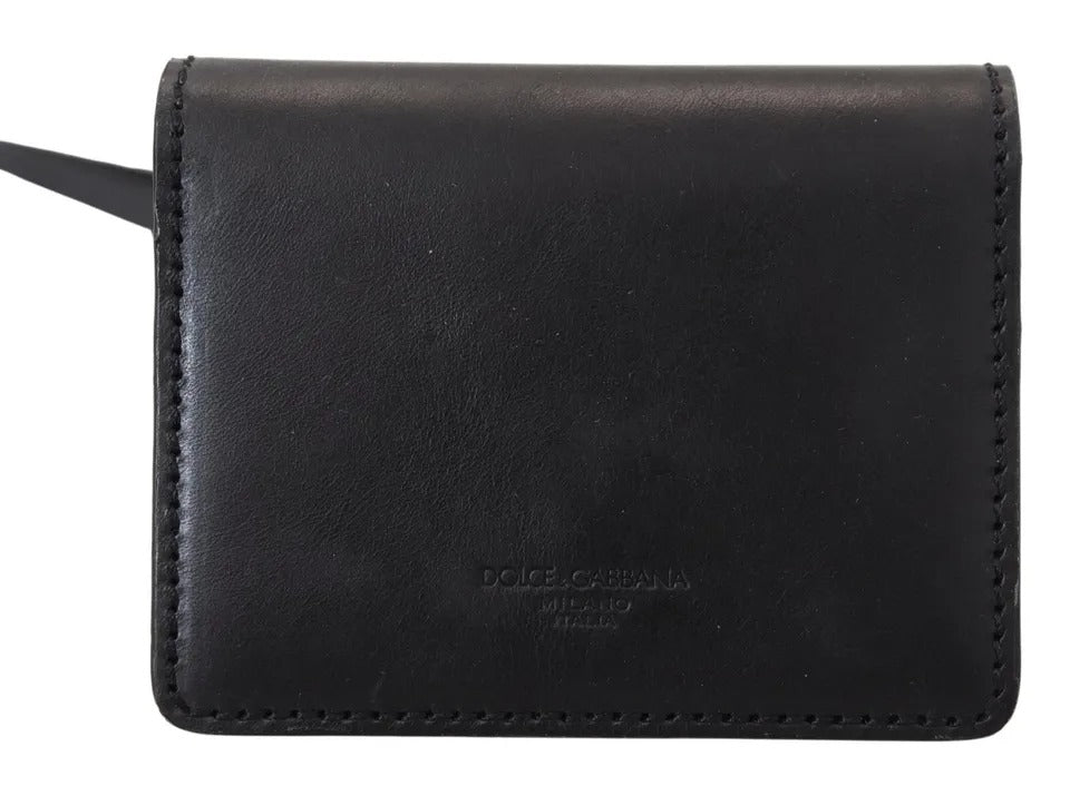 Dolce & Gabbana svart läderplånbok med dubbel axelrem och sling