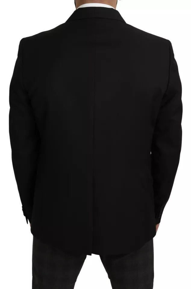 Dolce & Gabbana Svart Ull Slim Fit Notch Kavajkavaj