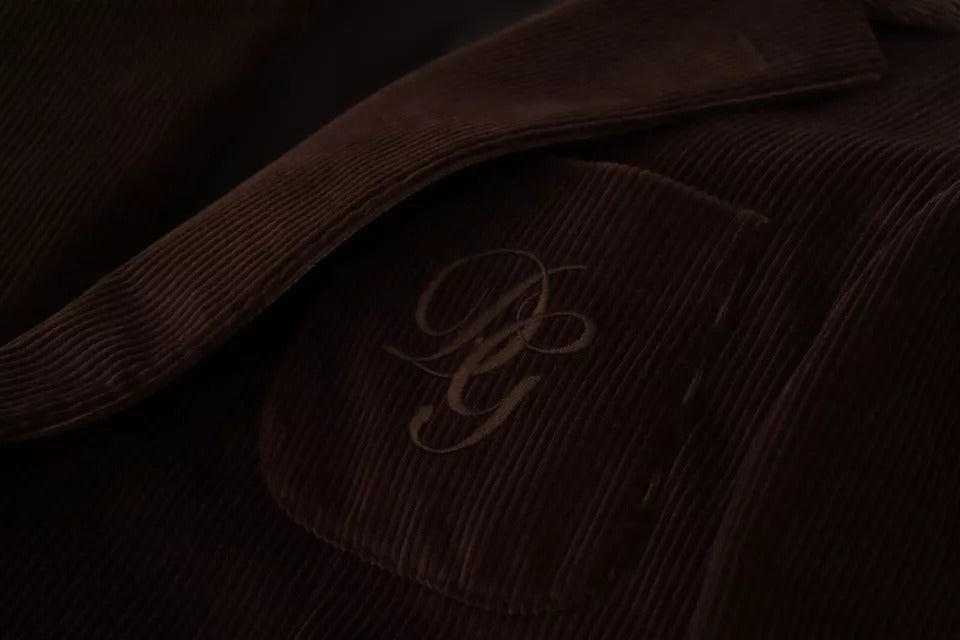 Dolce & Gabbana Brun Manchesterjacka Slim Fit Kavaj med DG-logotyp