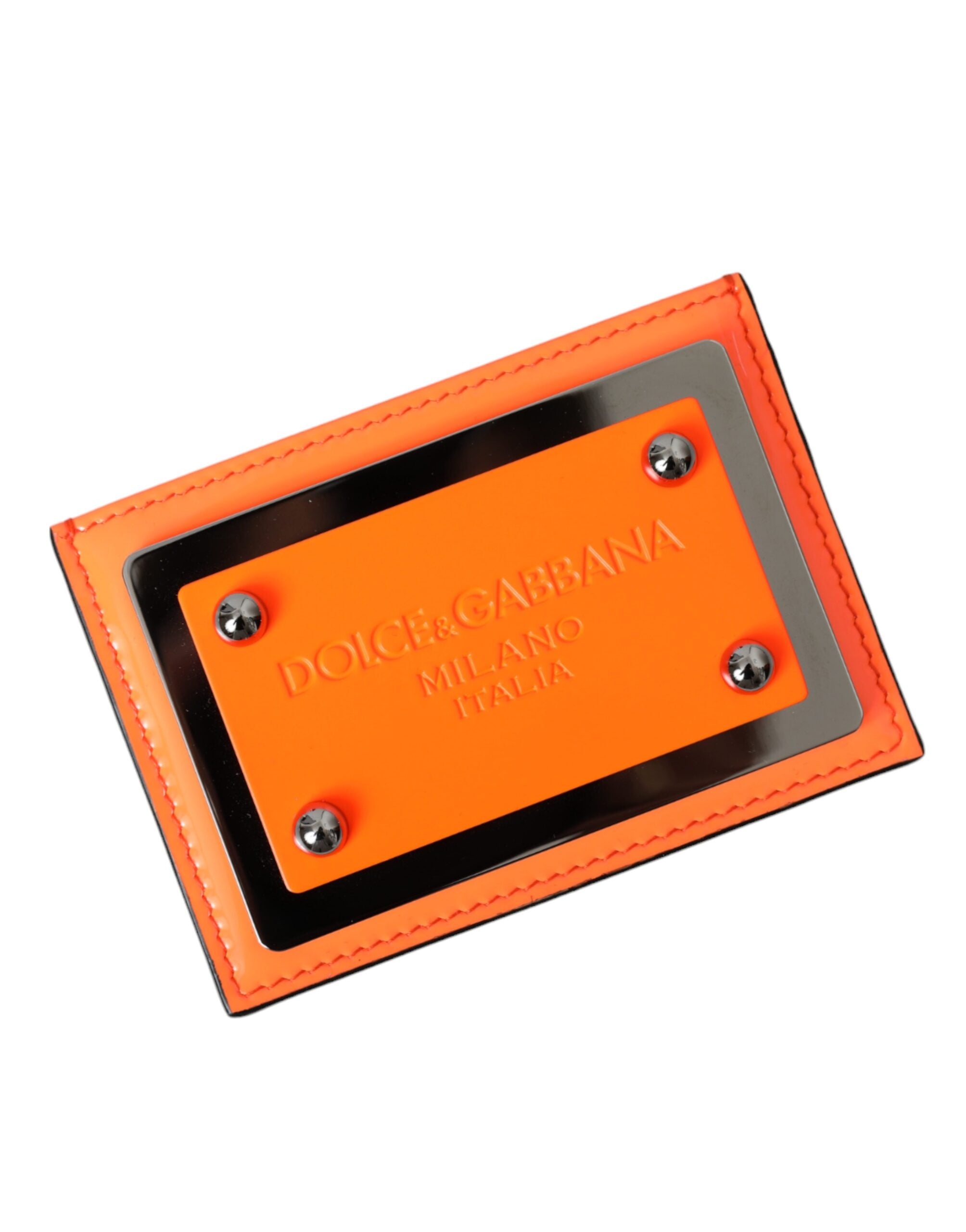 Dolce & Gabbana Orange Svart Läderplånbok med Logotypplakett