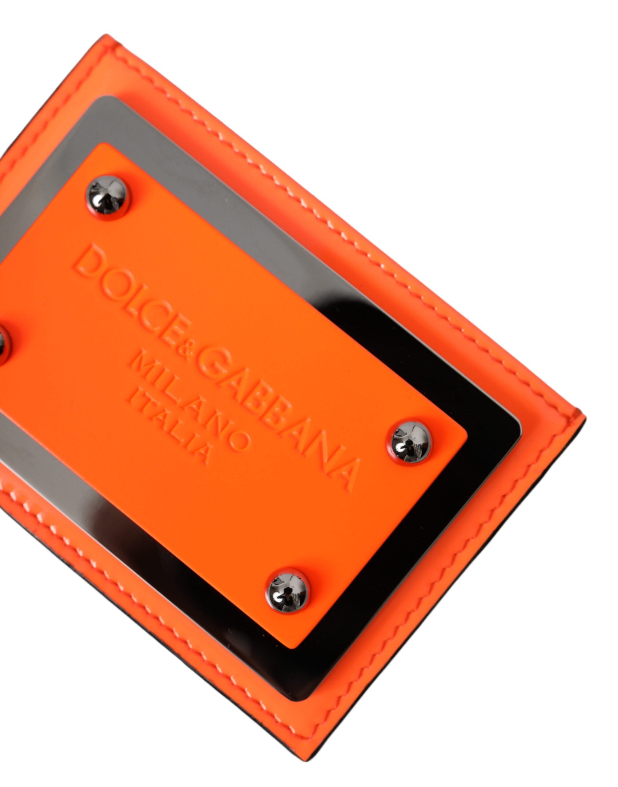 Dolce & Gabbana Orange Svart Läderplånbok med Logotypplakett
