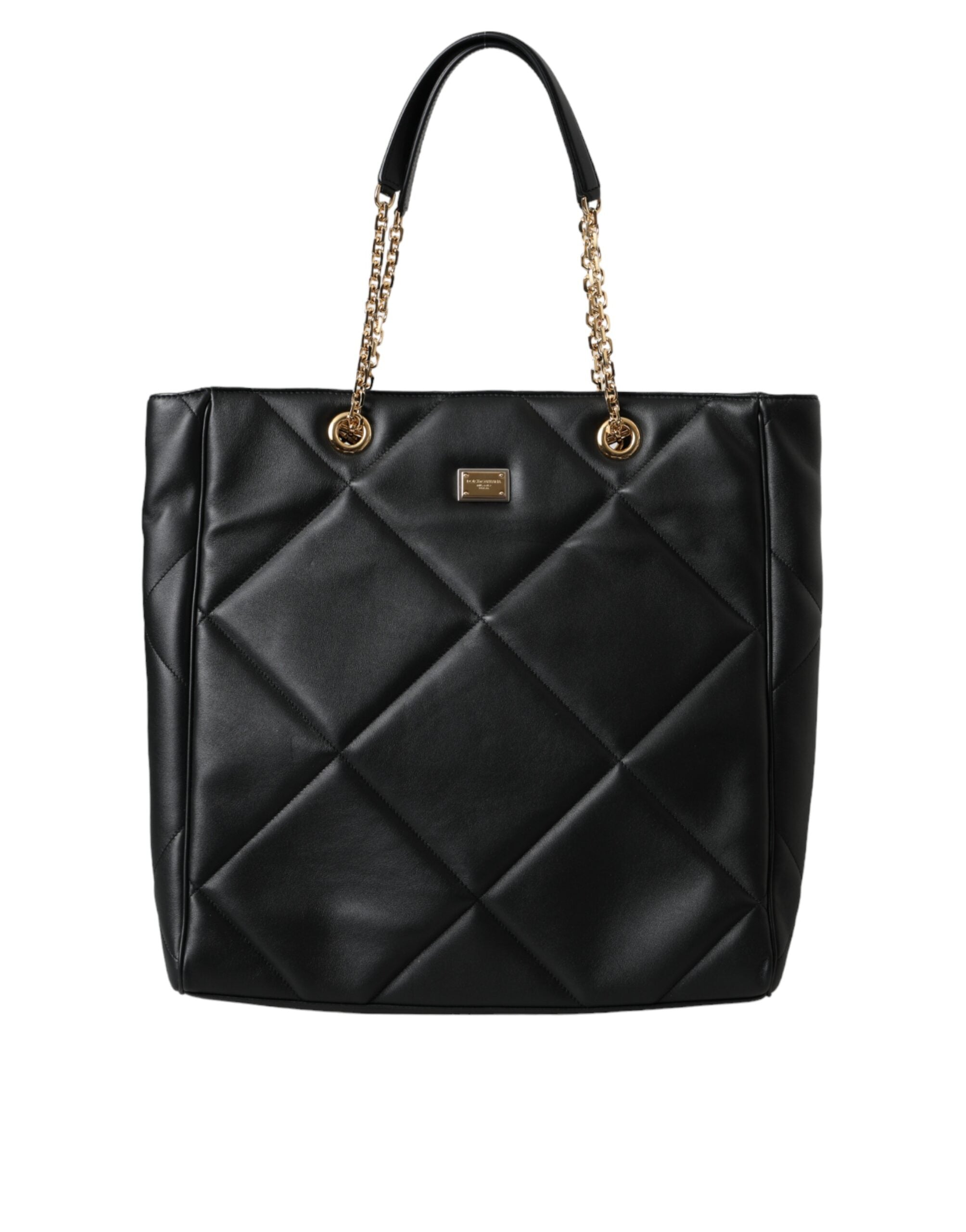 Dolce & Gabbana svart läderväska JUNGLE quiltad shoppingväska