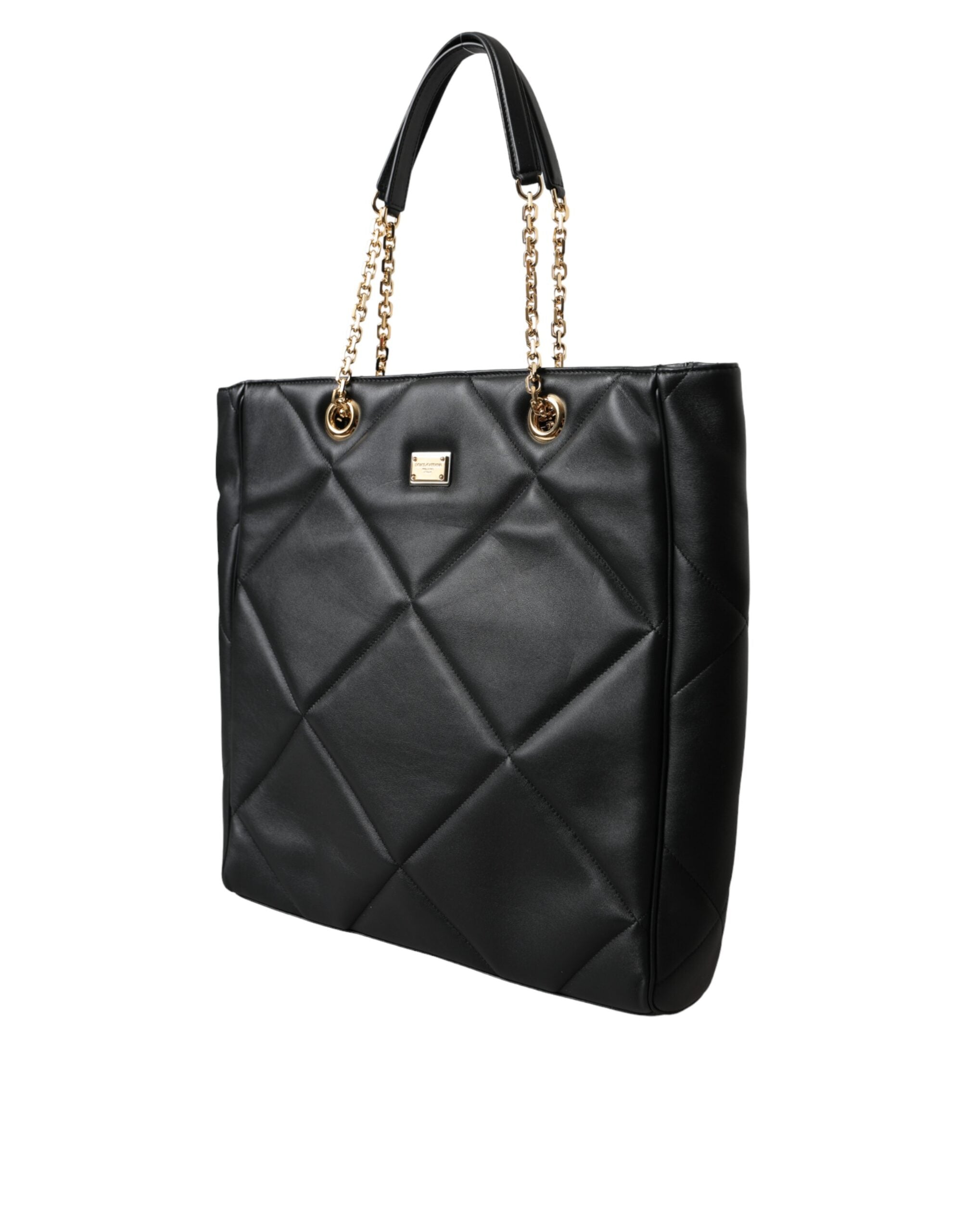 Dolce & Gabbana svart läderväska JUNGLE quiltad shoppingväska