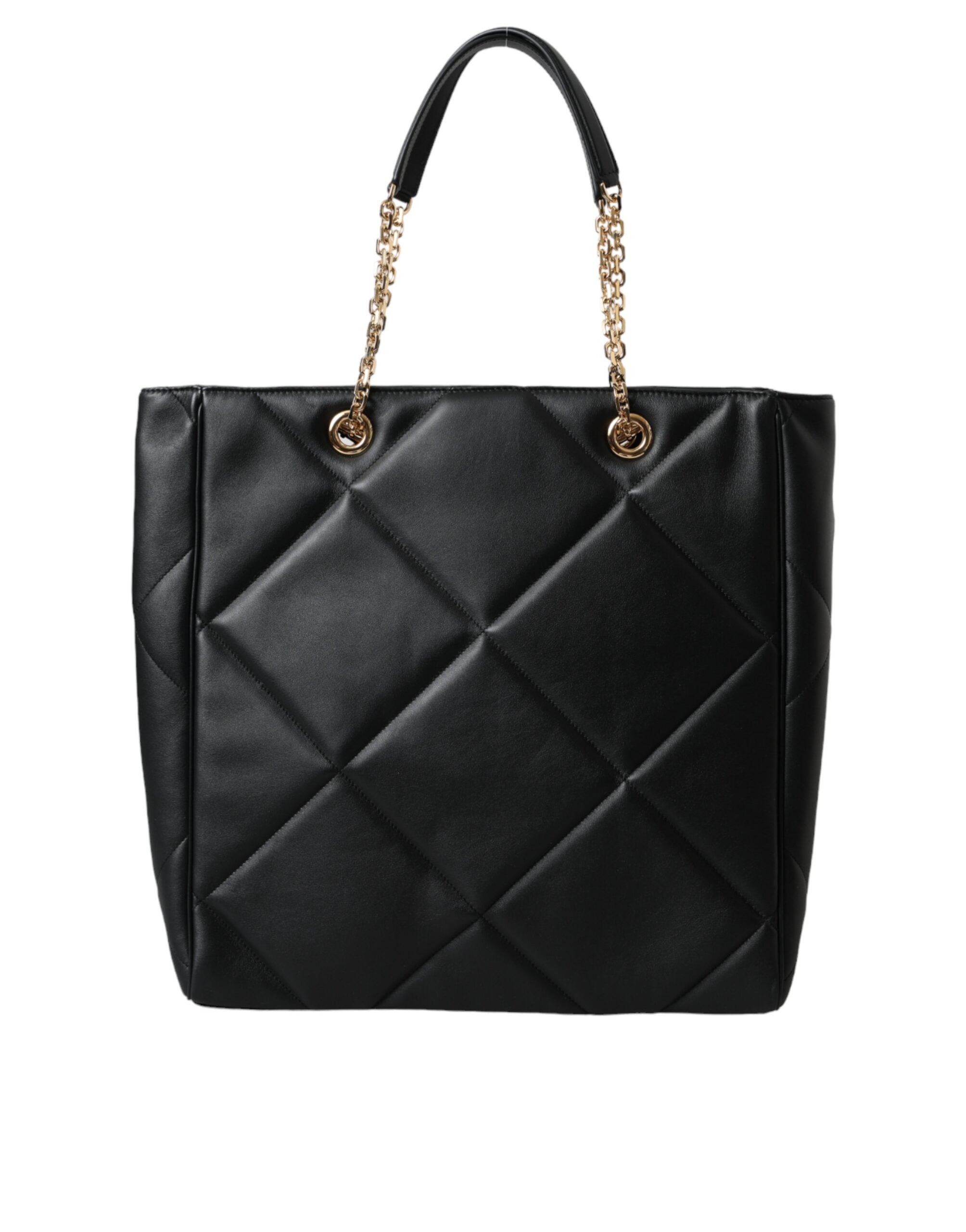 Dolce & Gabbana svart läderväska JUNGLE quiltad shoppingväska