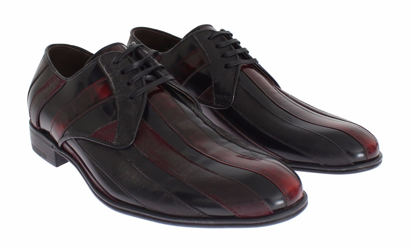 Dolce & Gabbana Svarta Bordeaux Läderklädselskor