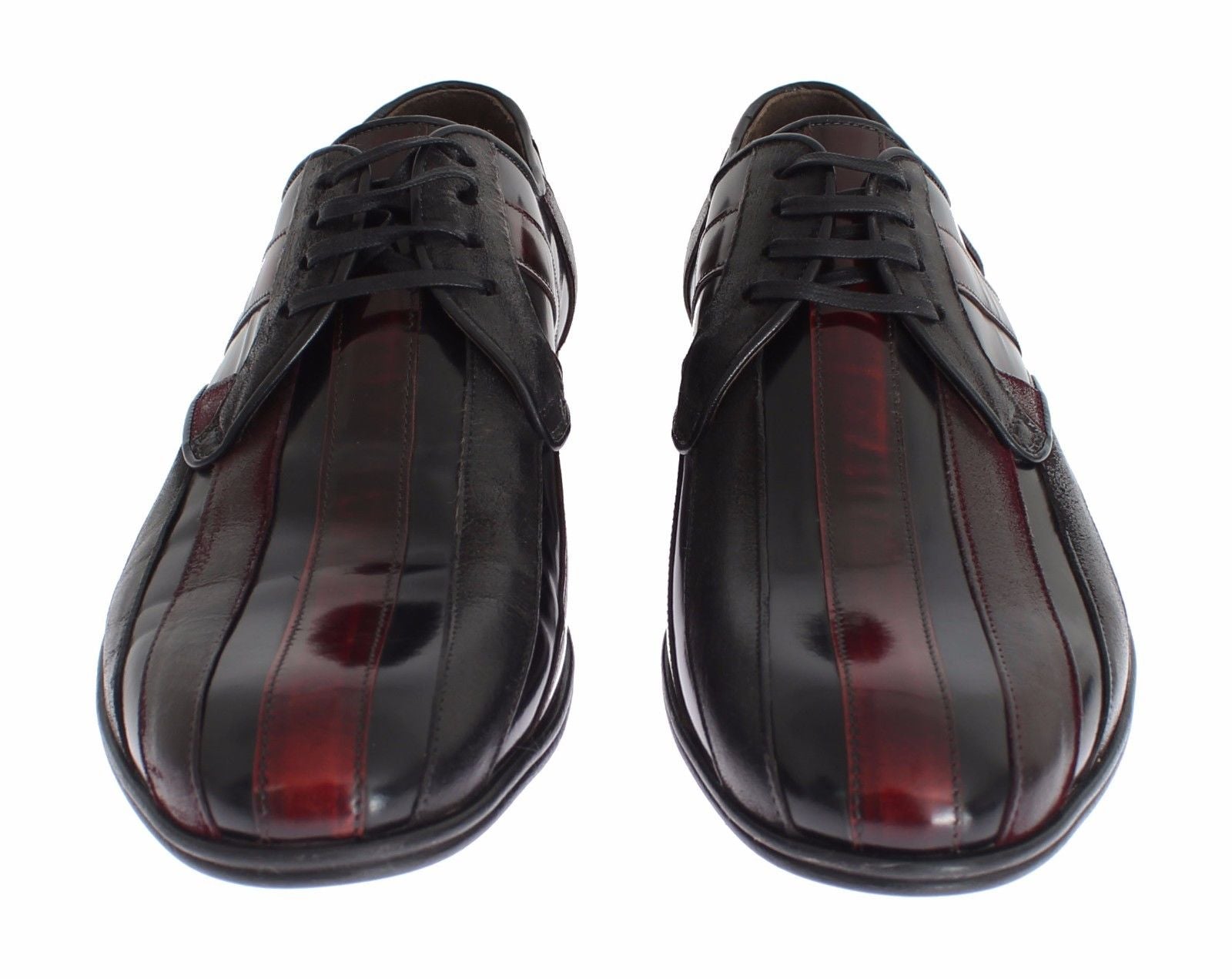 Dolce & Gabbana Svarta Bordeaux Läderklädselskor
