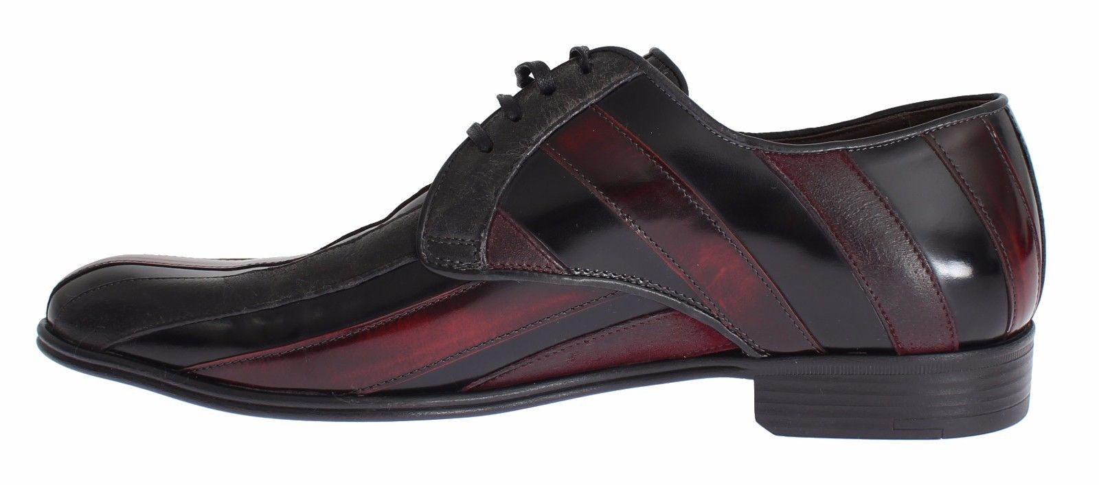 Dolce & Gabbana Svarta Bordeaux Läderklädselskor