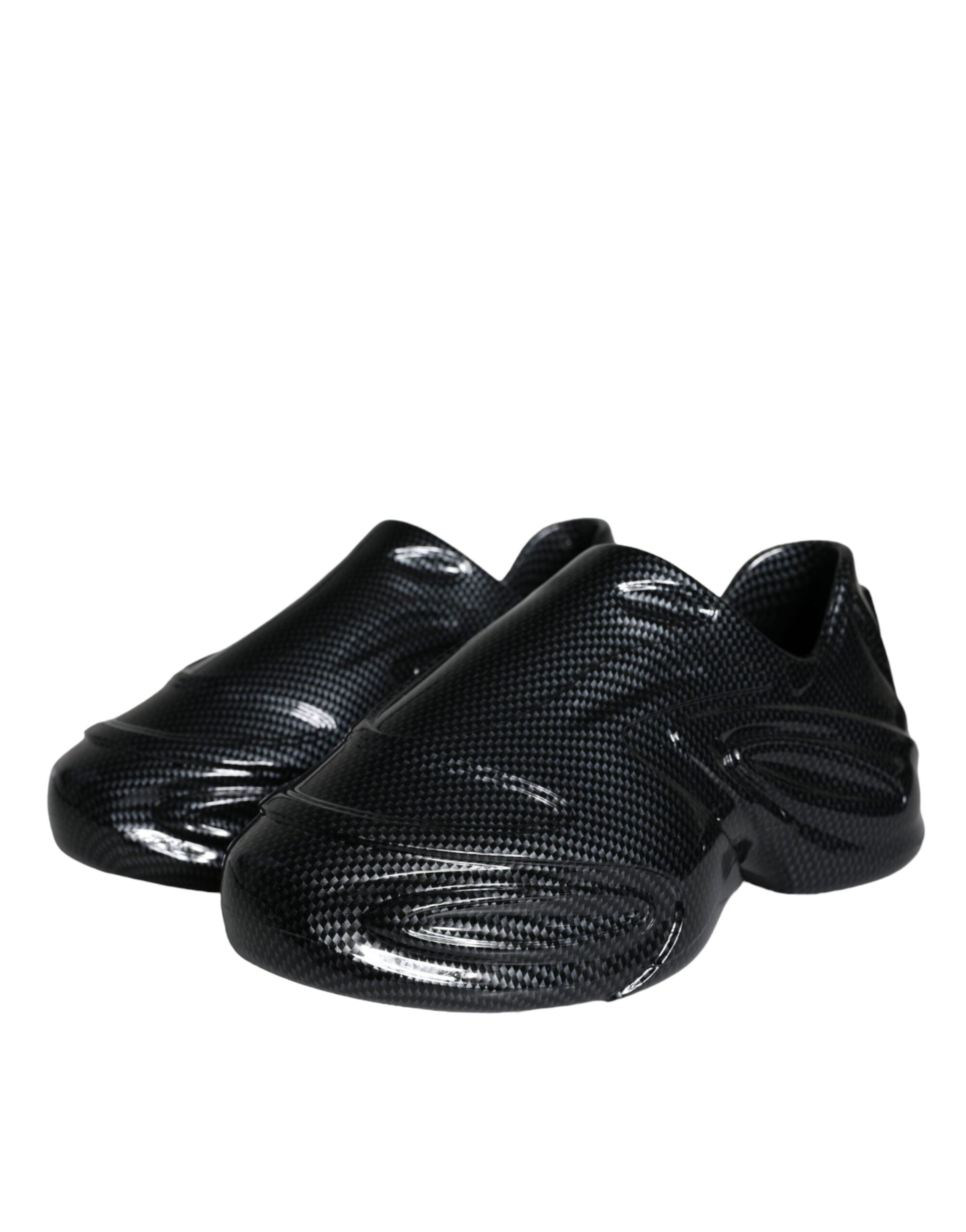 Dolce & Gabbana Svarta Foiled Rubber Toy Låga Sneakers Herrskor