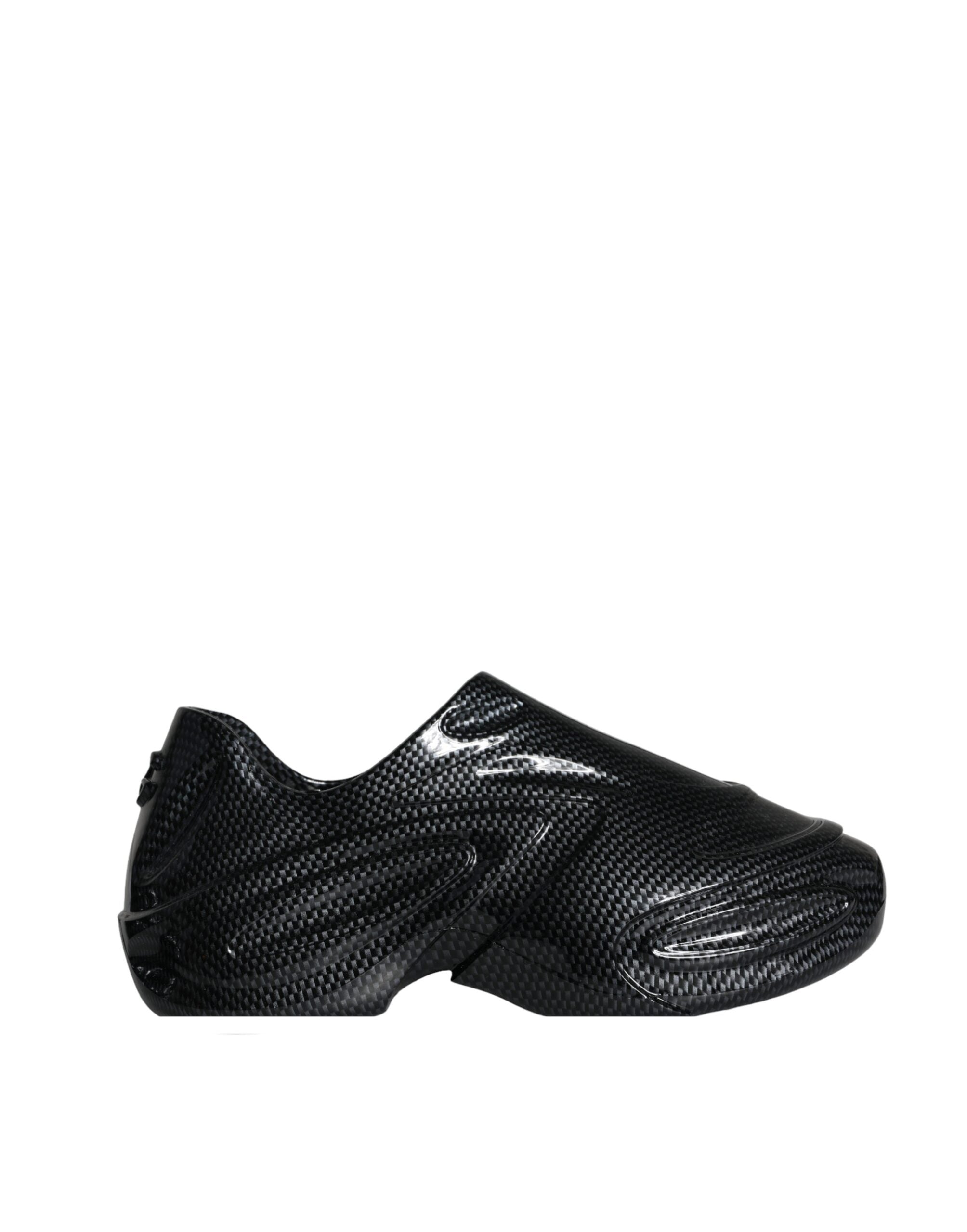 Dolce & Gabbana Svarta Foiled Rubber Toy Låga Sneakers Herrskor