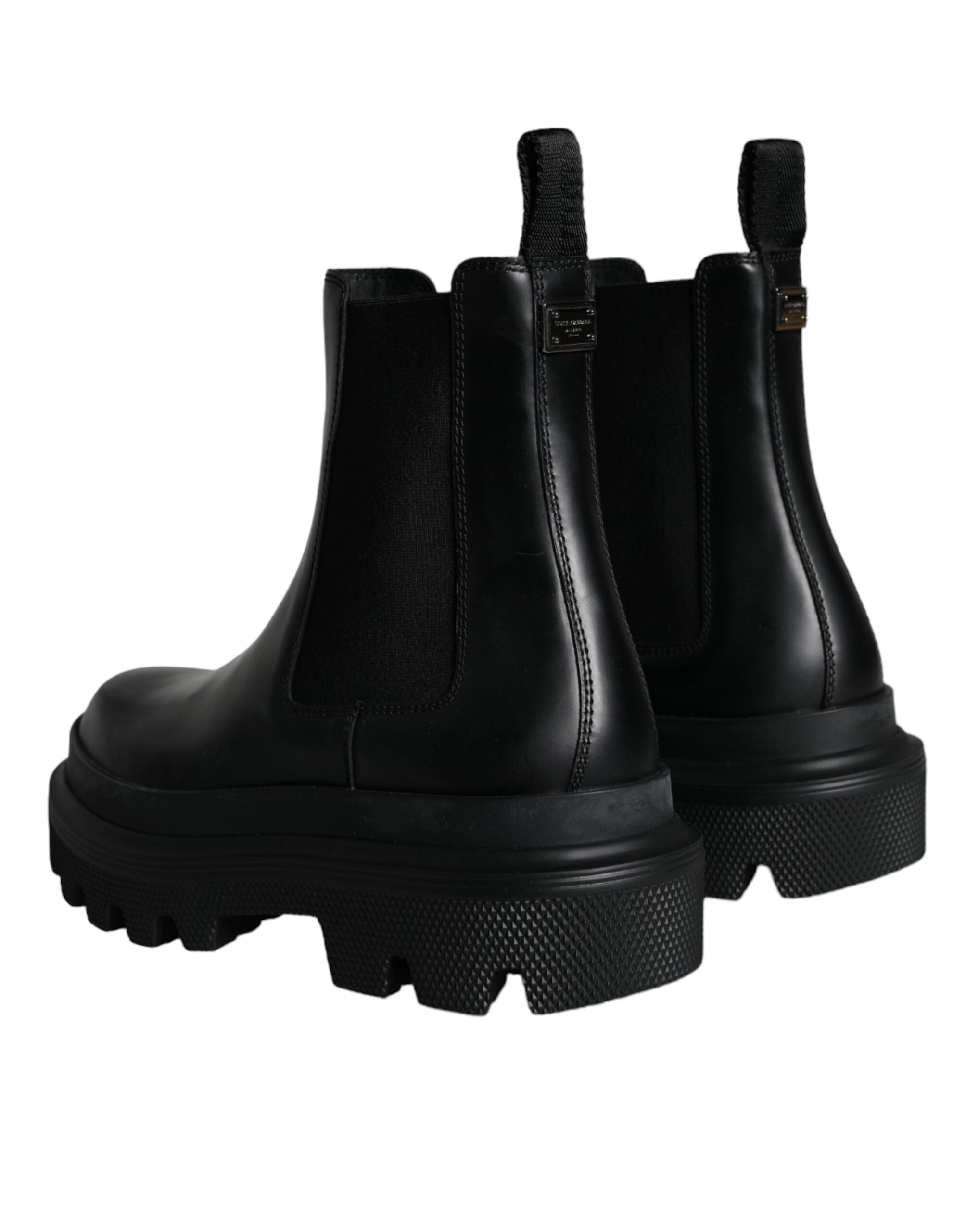 Dolce & Gabbana Svarta Läder Slip On Stretch Vandringskängor Skor