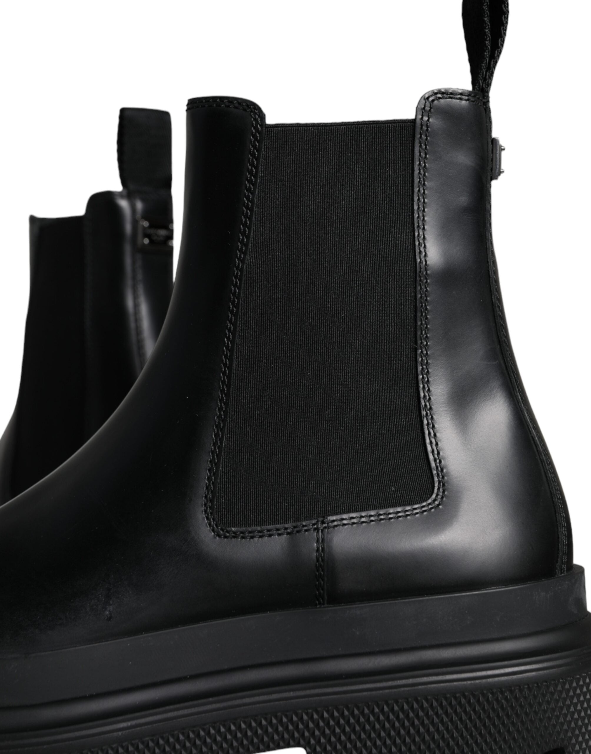 Dolce & Gabbana Svarta Läder Slip On Stretch Vandringskängor Skor
