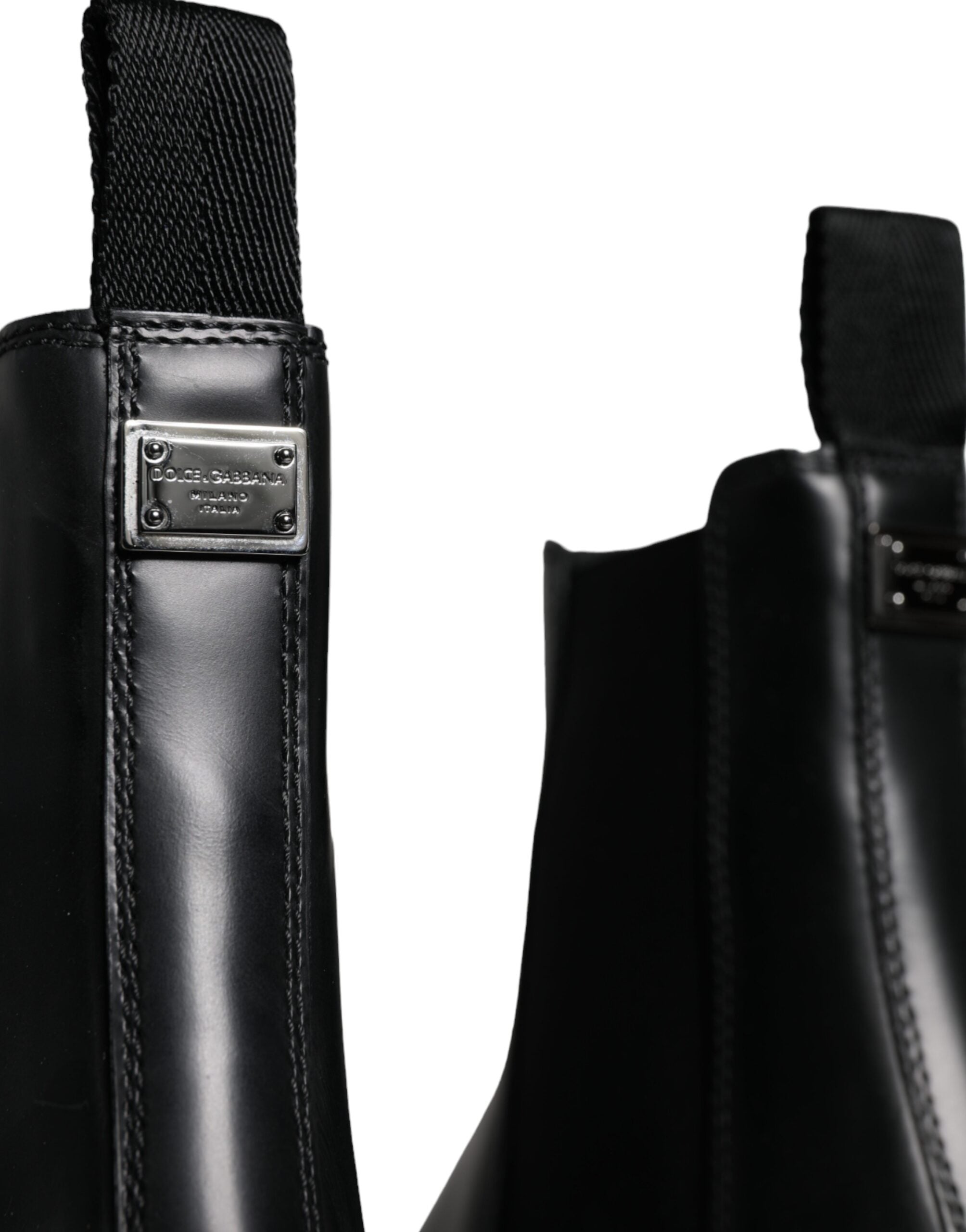 Dolce & Gabbana Svarta Läder Slip On Stretch Vandringskängor Skor
