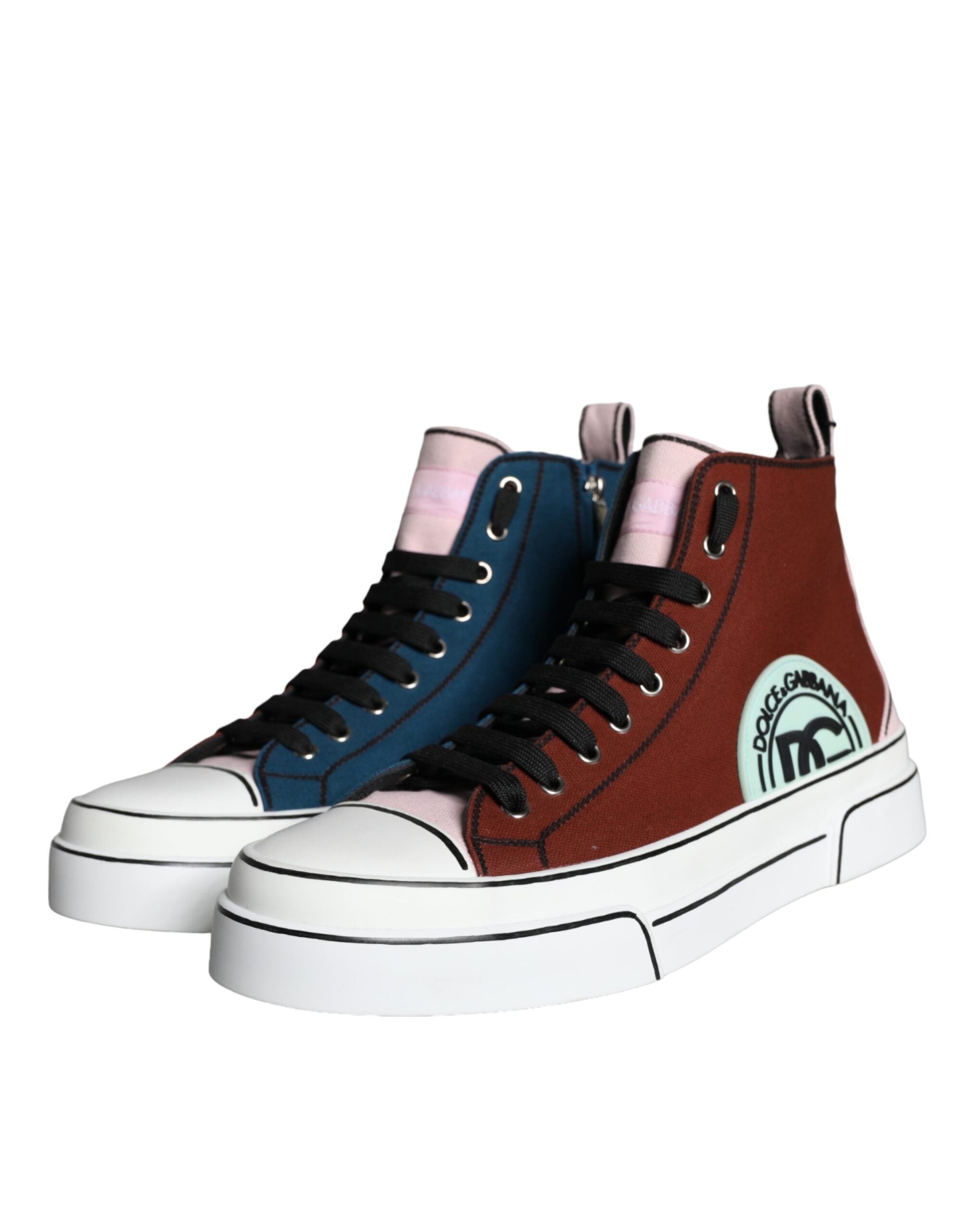 Dolce & Gabbana Flerfärgade Patchwork Höga Sneakers Skor