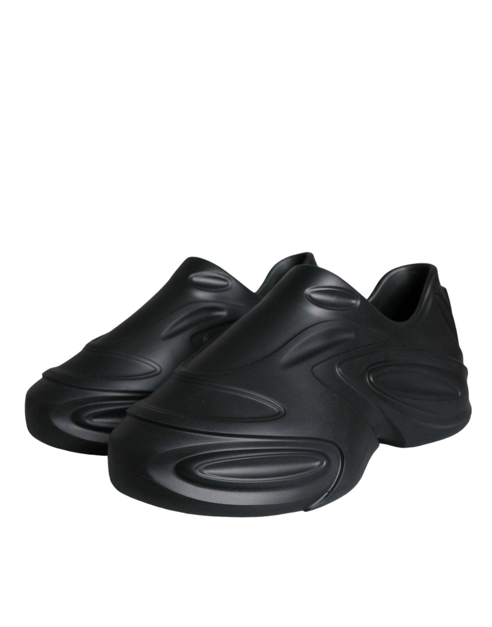 Dolce & Gabbana svarta folierade gummileksaks låga sneakers