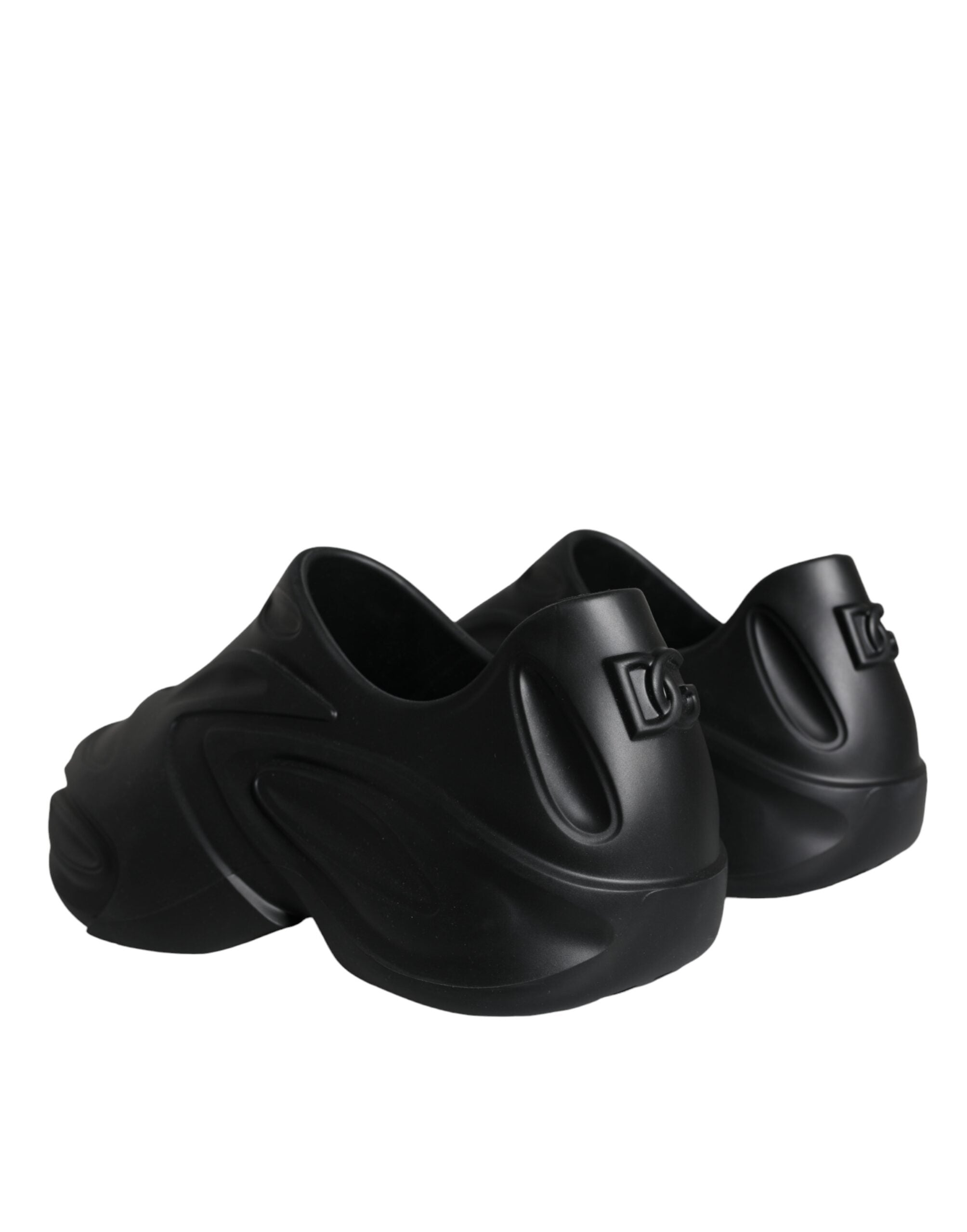 Dolce & Gabbana svarta folierade gummileksaks låga sneakers