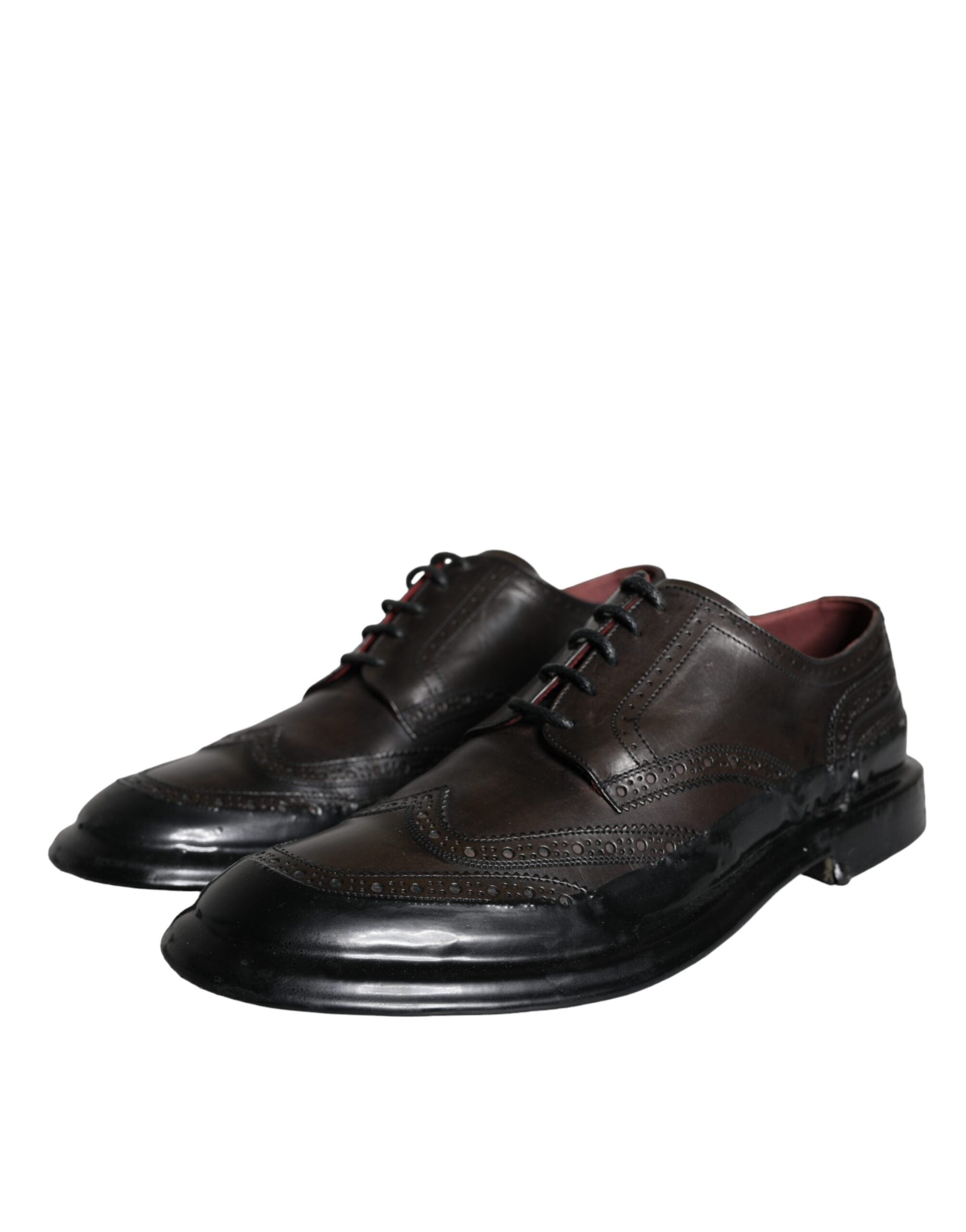 Dolce & Gabbana Svarta Oxford-skor i läder med vingspetsar och vingspetsar för män