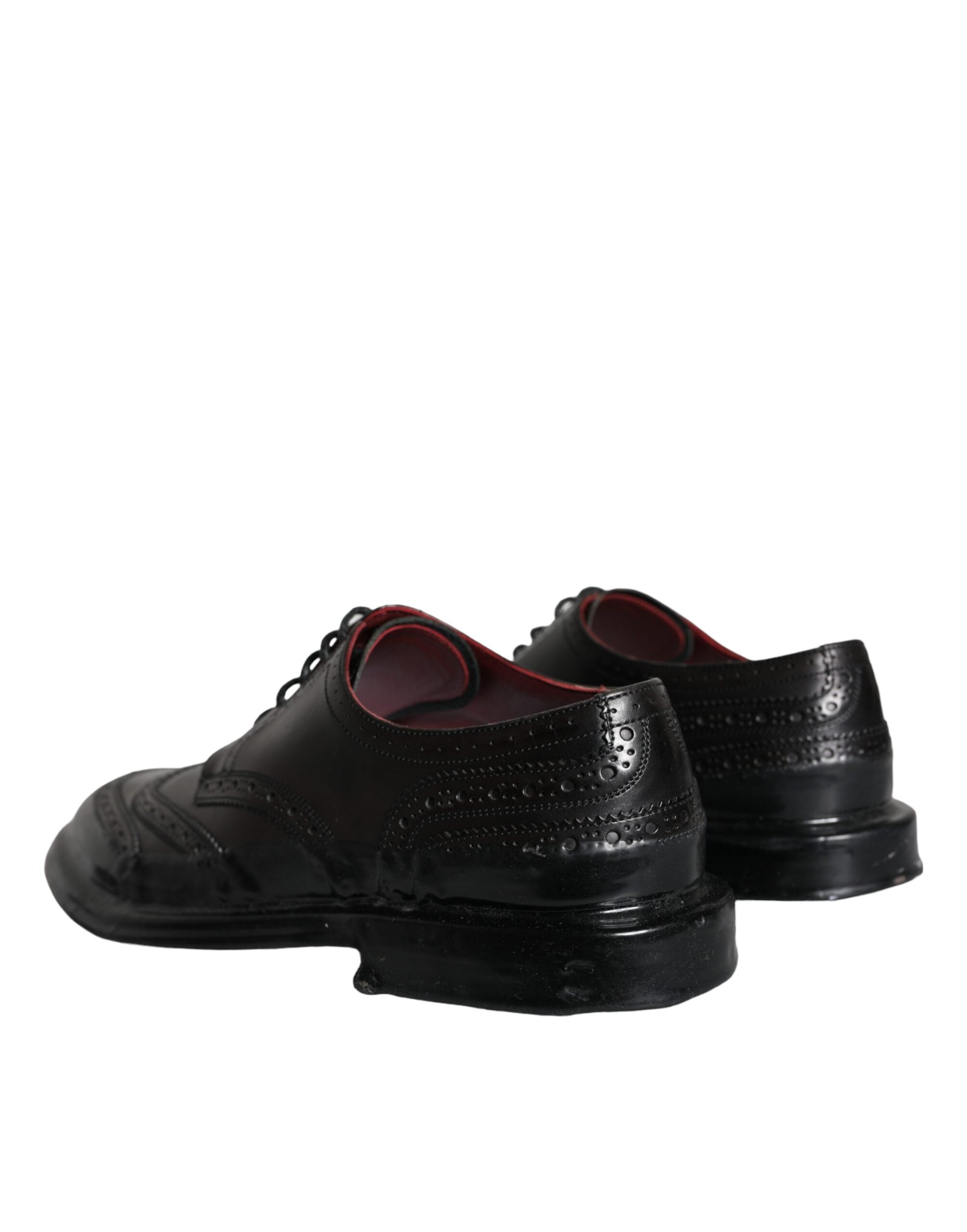 Dolce & Gabbana Svarta Oxford-skor i läder med vingspetsar och vingspetsar för män
