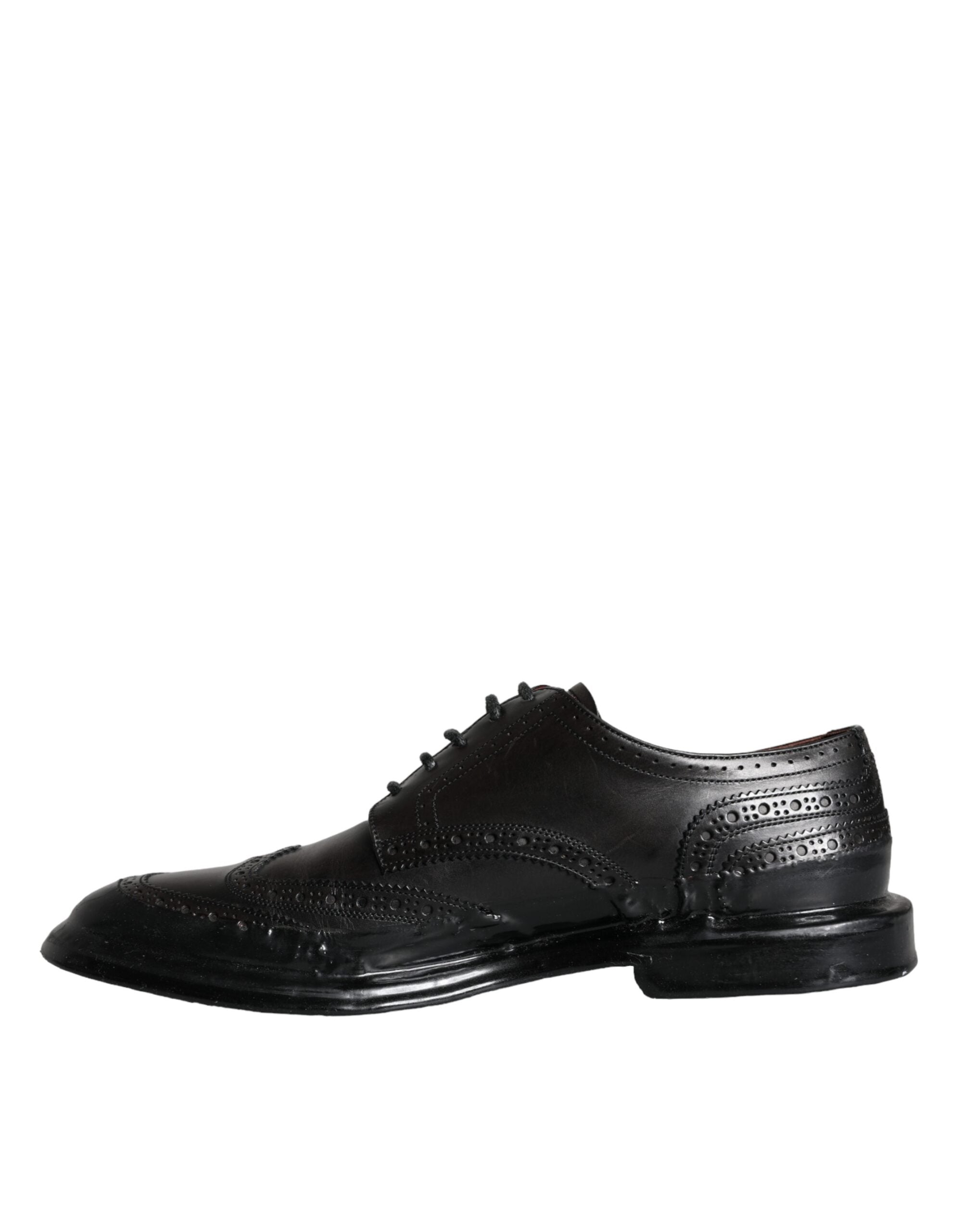 Dolce & Gabbana Svarta Oxford-skor i läder med vingspetsar och vingspetsar för män