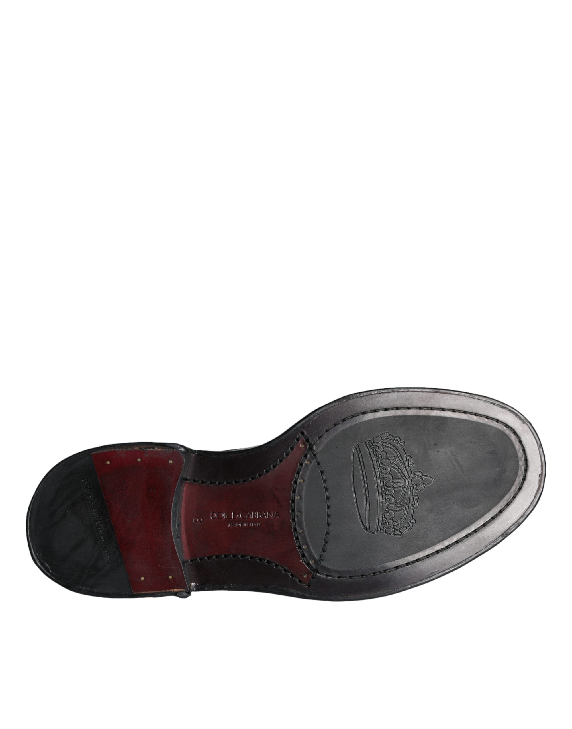 Dolce & Gabbana Svarta Oxford-skor i läder med vingspetsar och vingspetsar för män