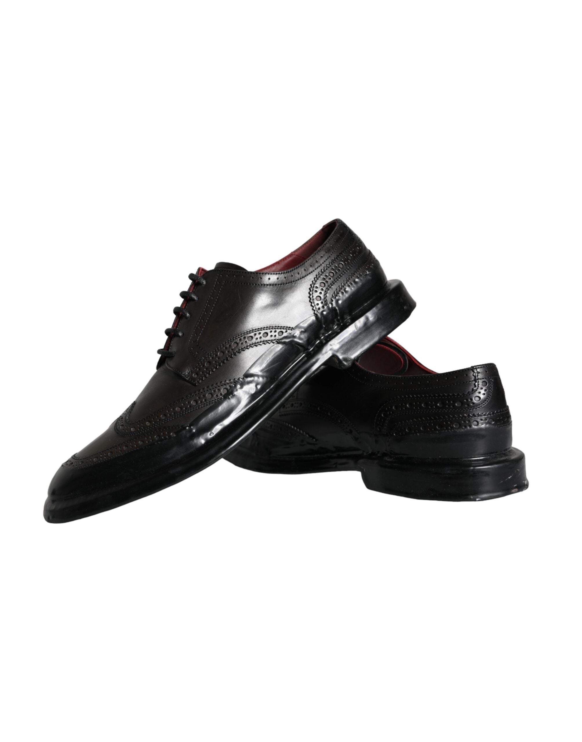 Dolce & Gabbana Svarta Oxford-skor i läder med vingspetsar och vingspetsar för män