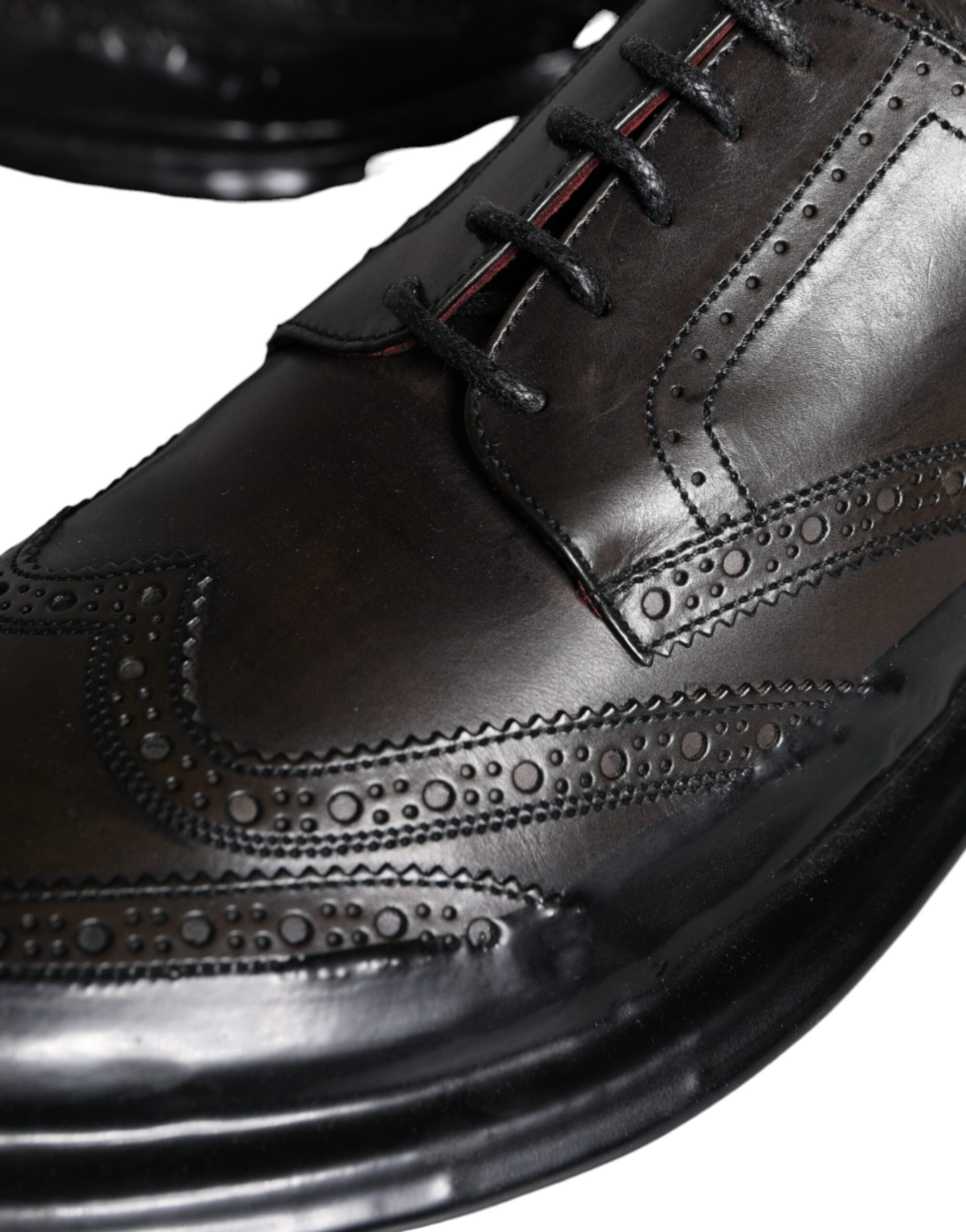 Dolce & Gabbana Svarta Oxford-skor i läder med vingspetsar och vingspetsar för män