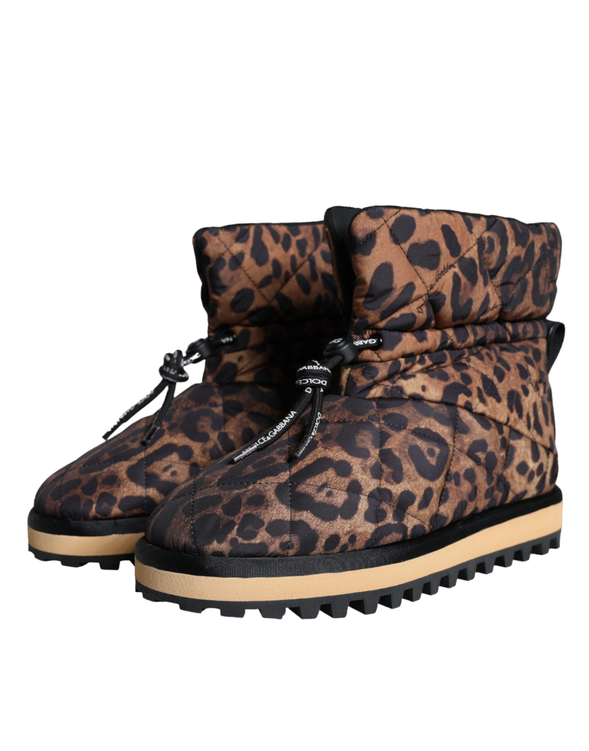 Dolce & Gabbana Bruna Leopardstövlar Vadderade Skor