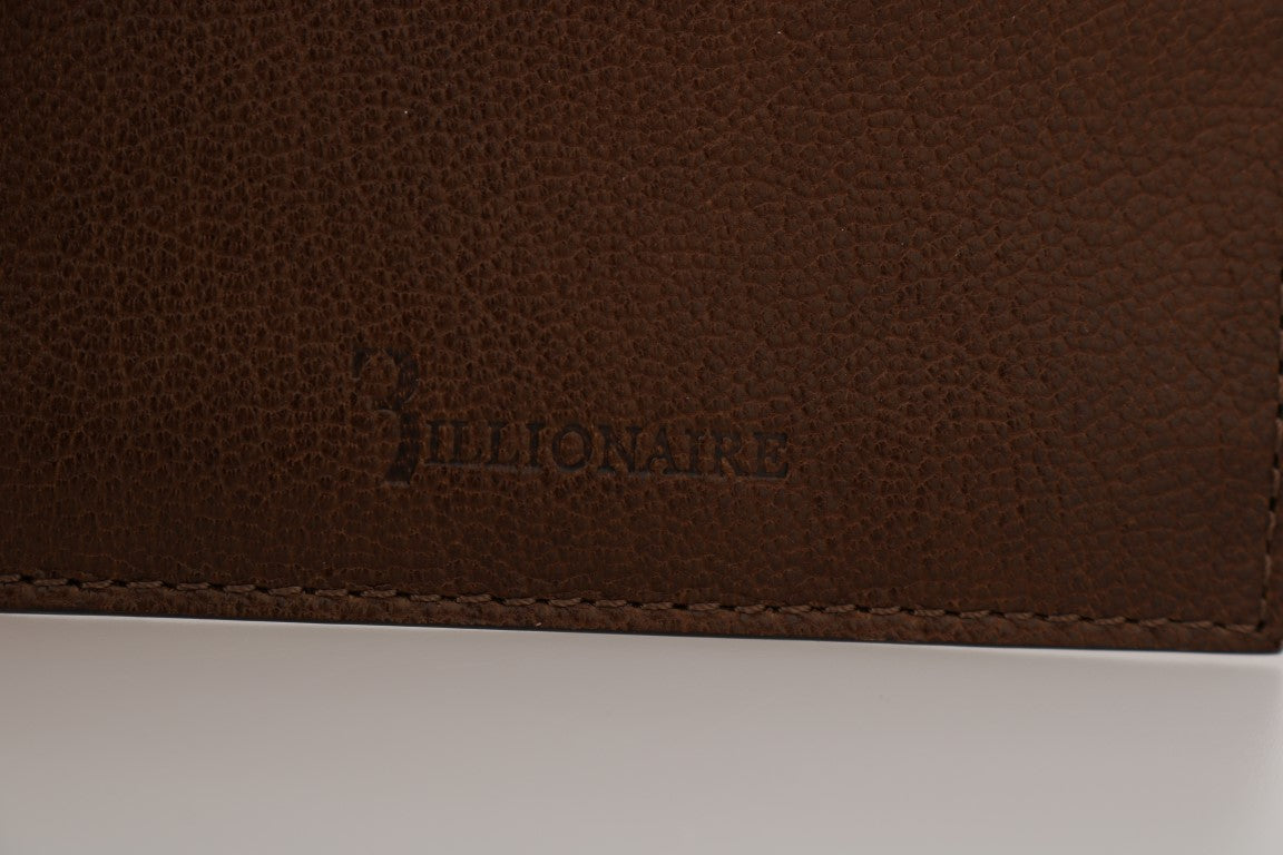 Billionaire italiensk Couture brun läderplånbok med korthållare