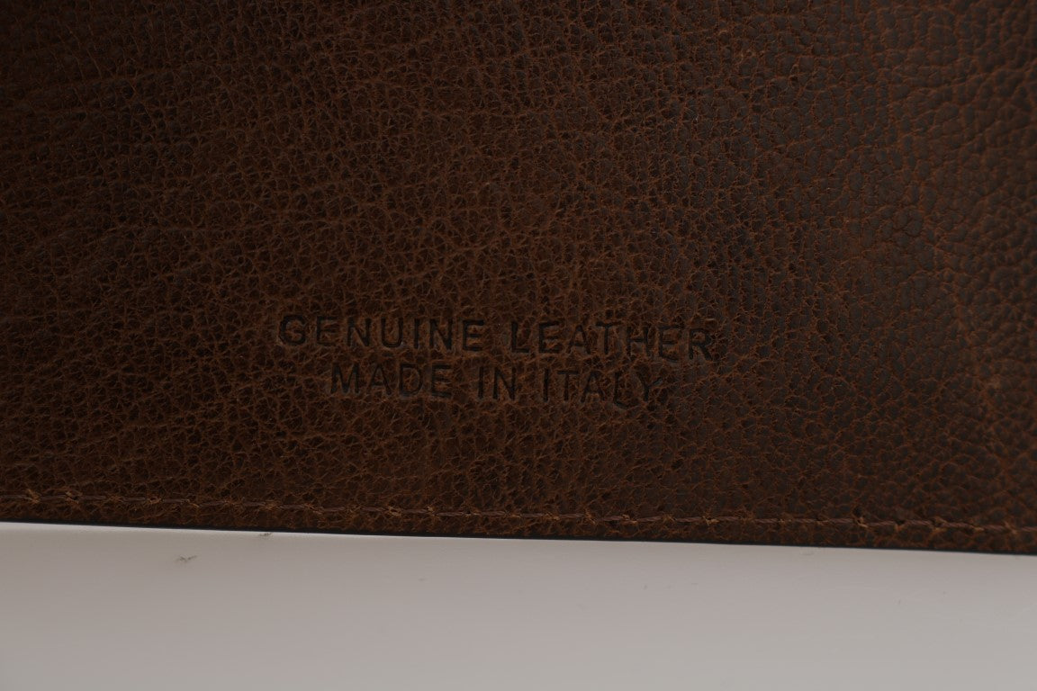 Billionaire italiensk Couture brun läderplånbok med korthållare