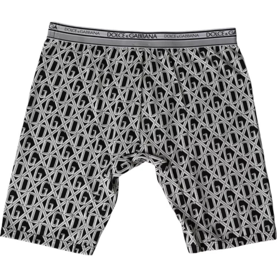 Dolce & Gabbana Svarta Vita DG Logo Bomull Stretch Cykelunderkläder Herr