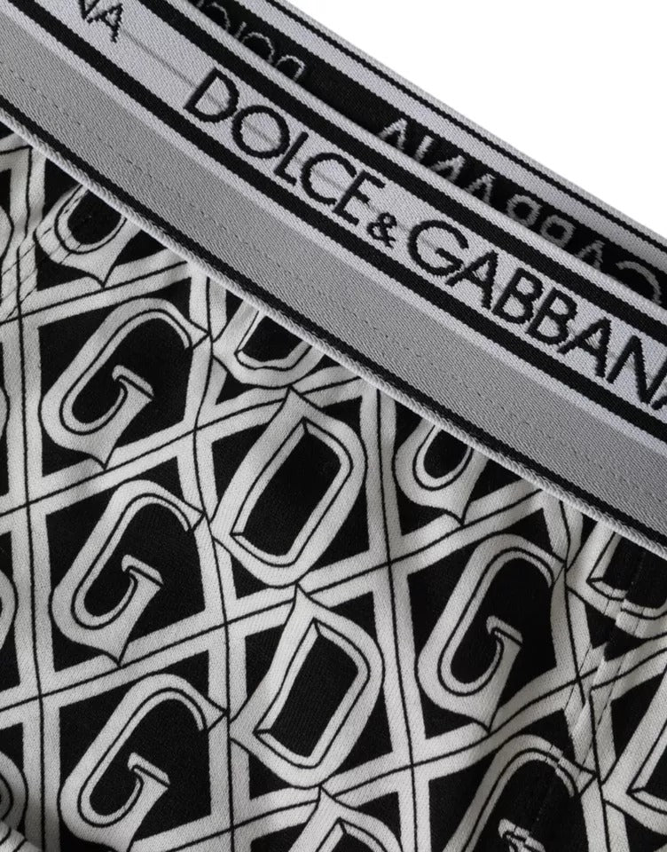 Dolce & Gabbana Svarta Vita DG Logo Bomull Stretch Cykelunderkläder Herr