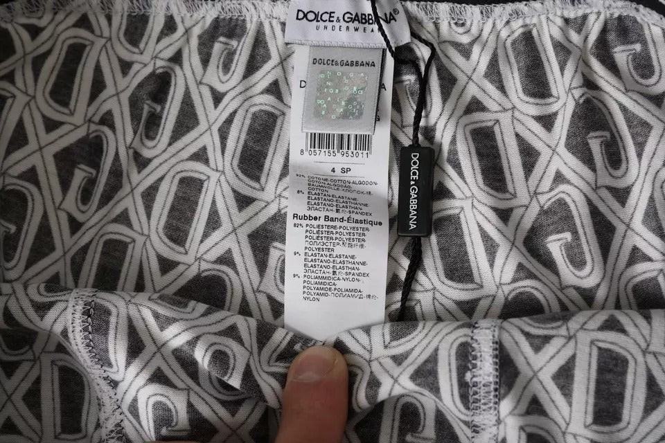 Dolce & Gabbana Svarta Vita DG Logo Bomull Stretch Cykelunderkläder Herr