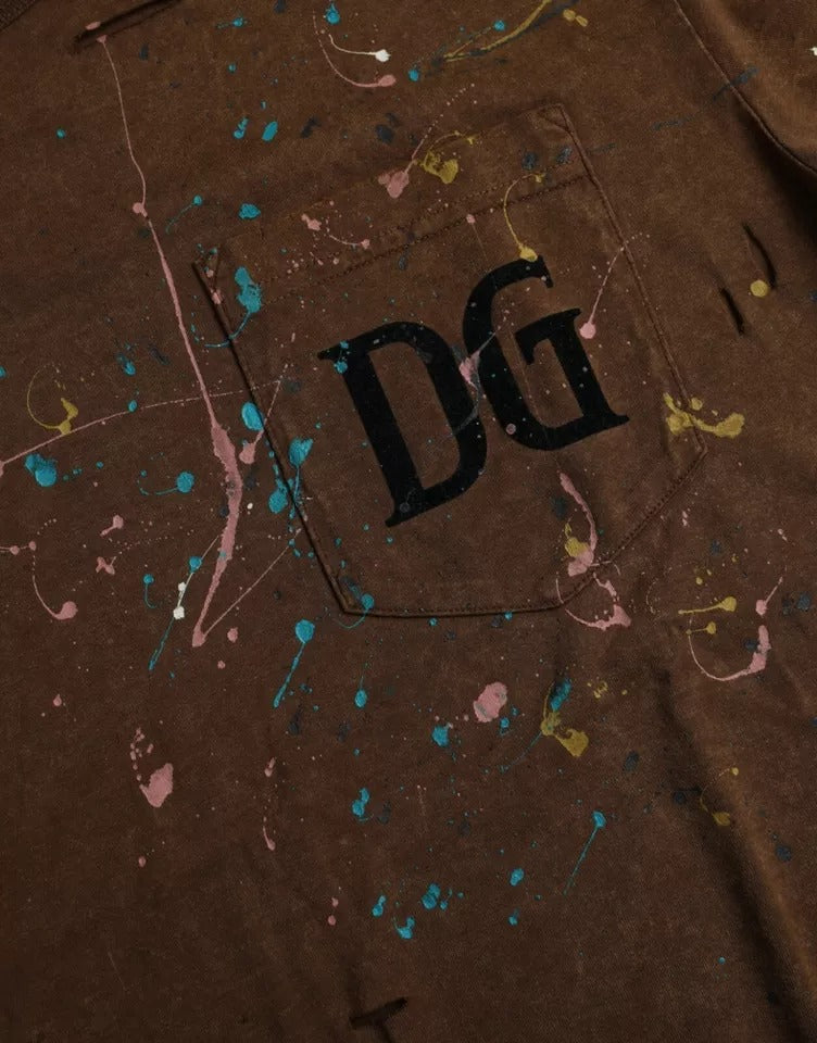 Dolce & Gabbana Brun Color Splash Bomull Rund Hals T-shirt