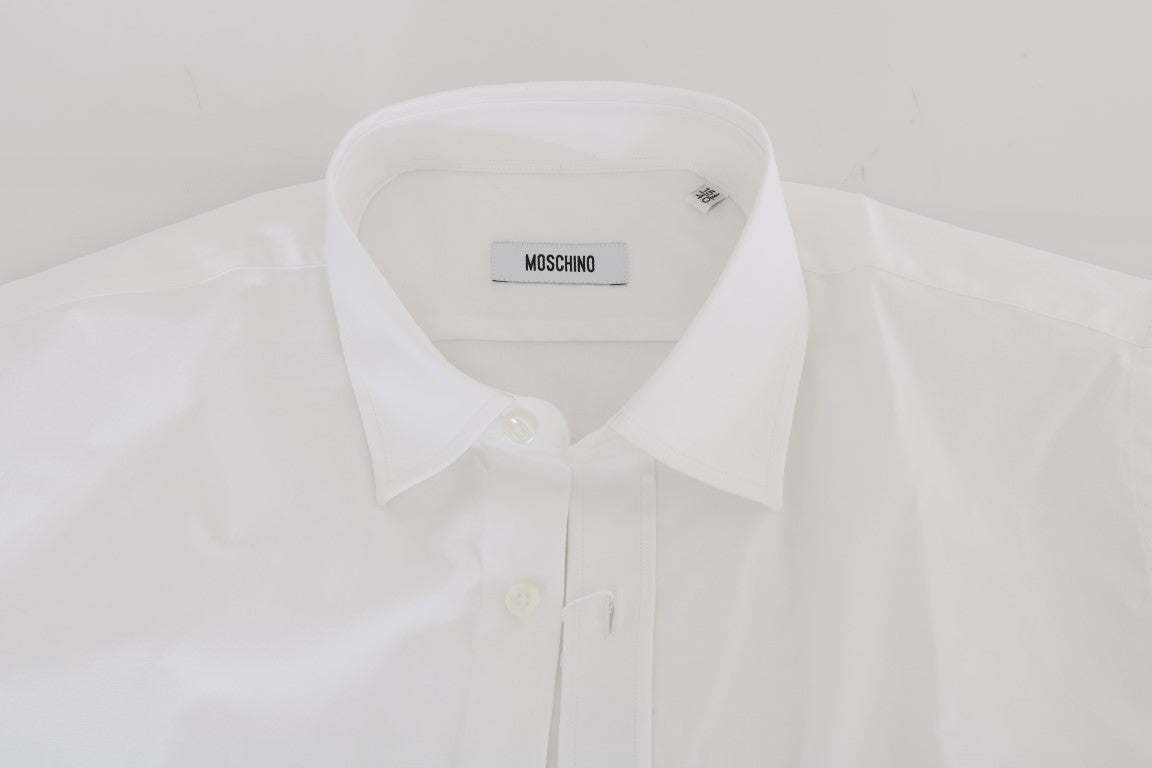 Moschino Vit Bomulls Stretchig Slim Fit Skjorta