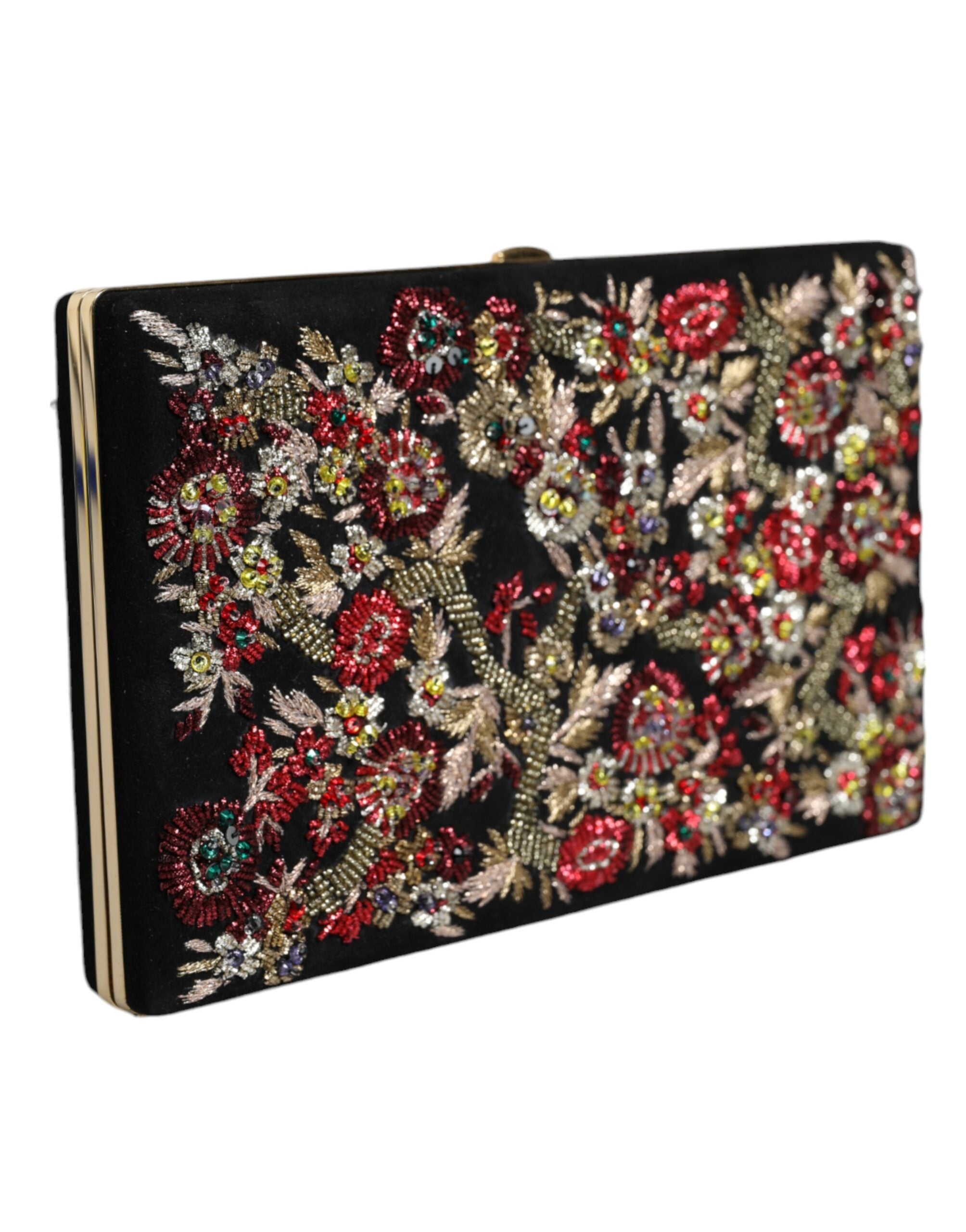 Dolce & Gabbana Flerfärgad Blommig Guldfärgad Kuvertväska med Ram