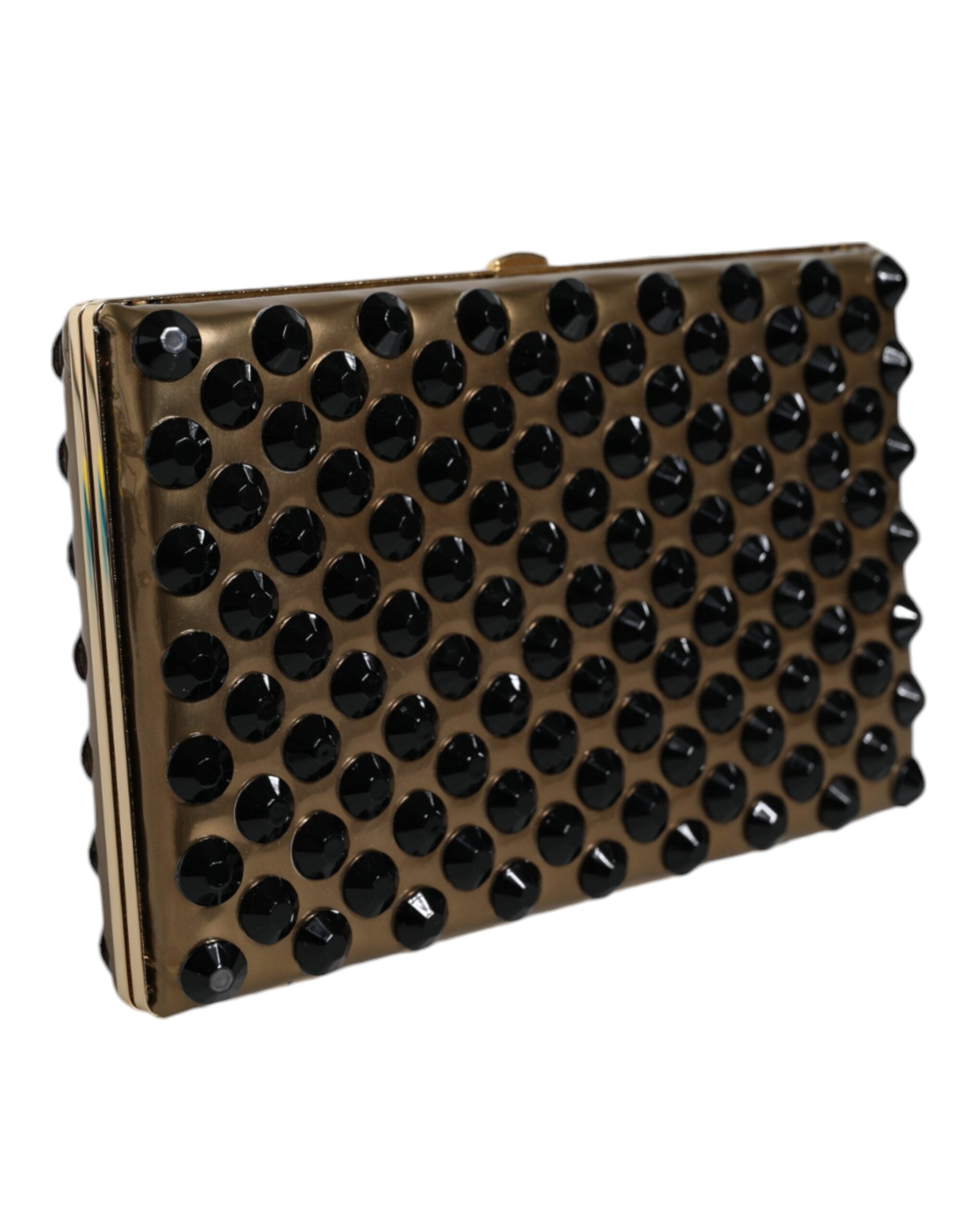Dolce & Gabbana Guldfärgad Kristall Bifold Clutch Kvällsfest Damväska