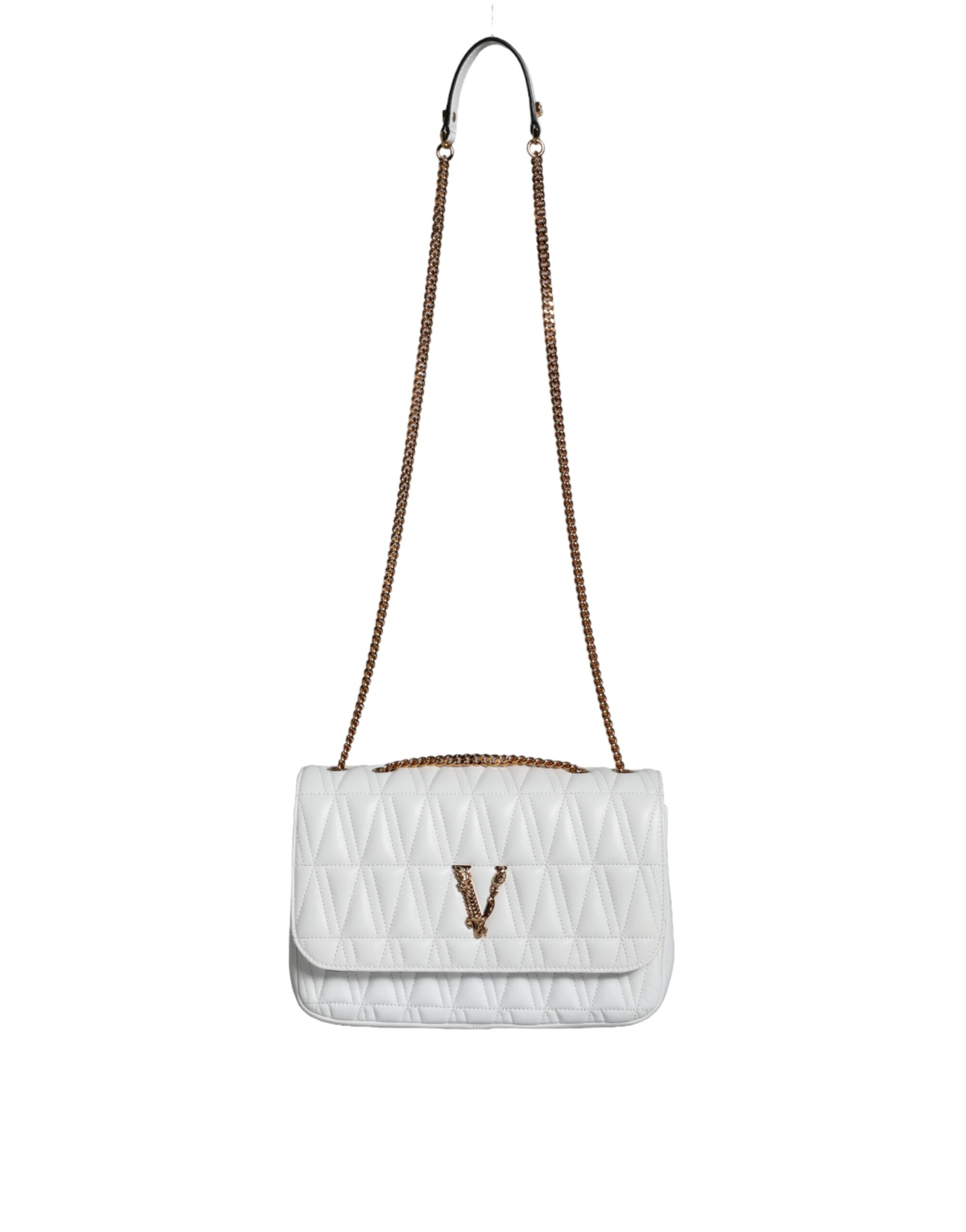 Versace Vit Mini Axelremsväska i Nappaläder