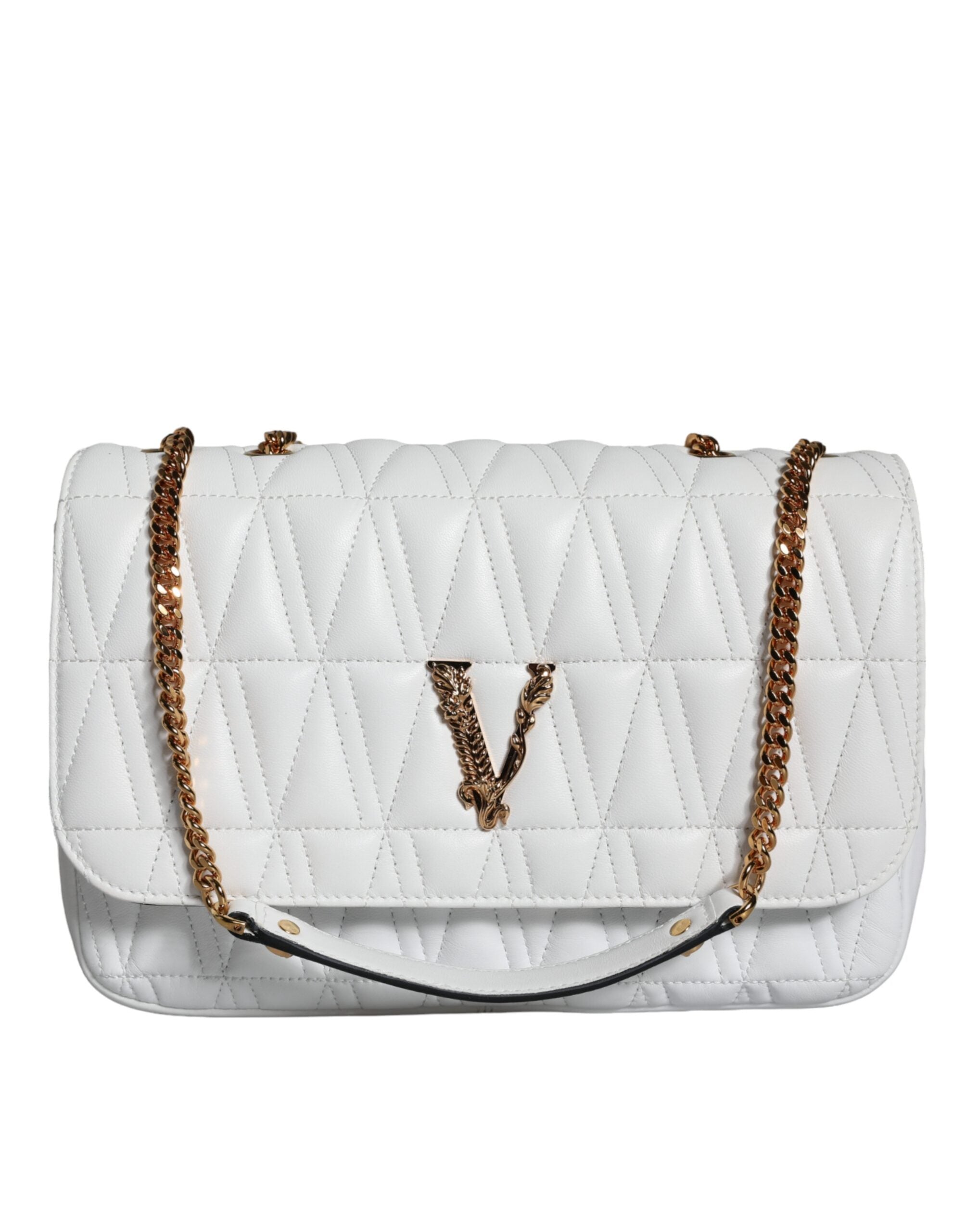 Versace Vit Mini Axelremsväska i Nappaläder