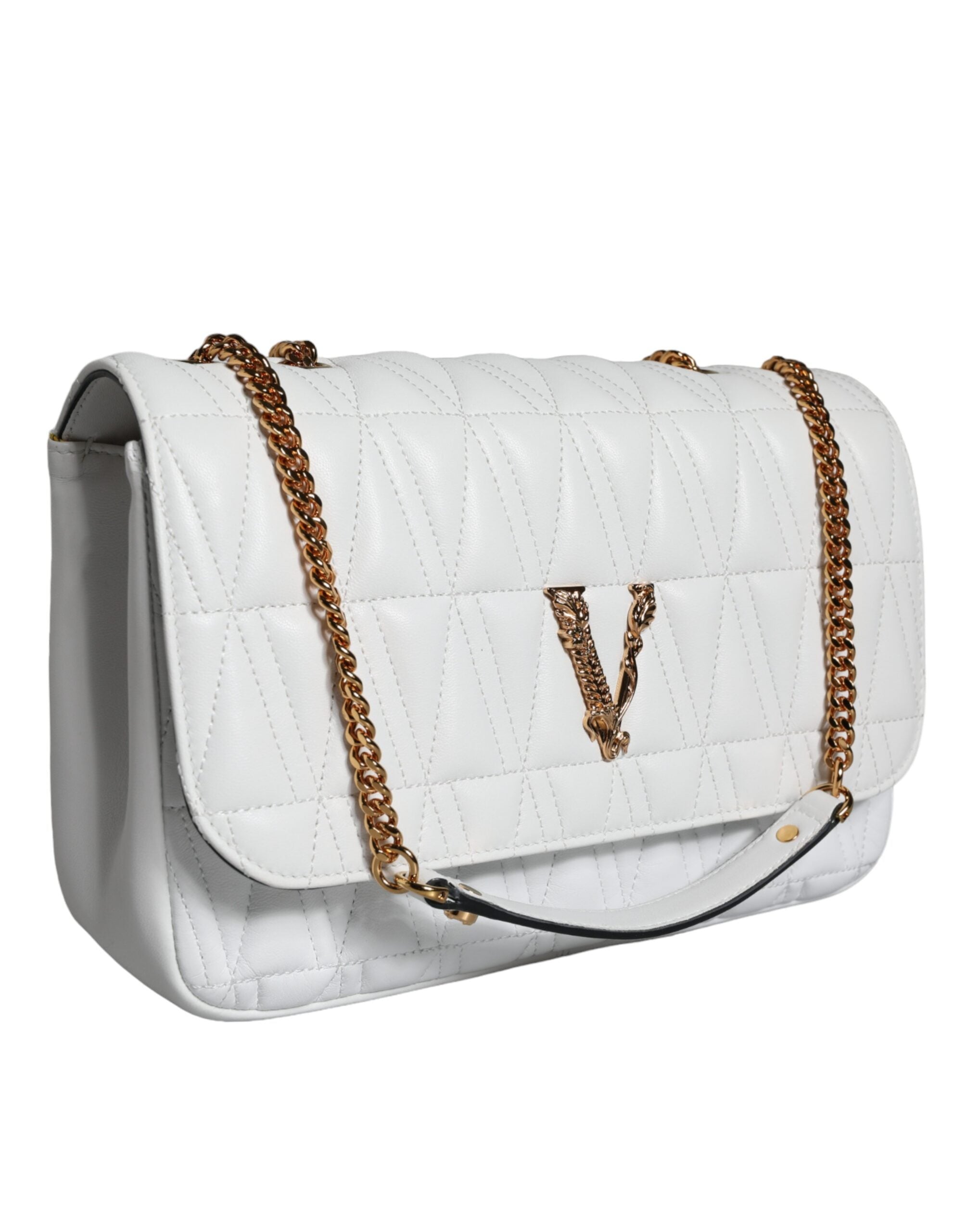 Versace Vit Mini Axelremsväska i Nappaläder