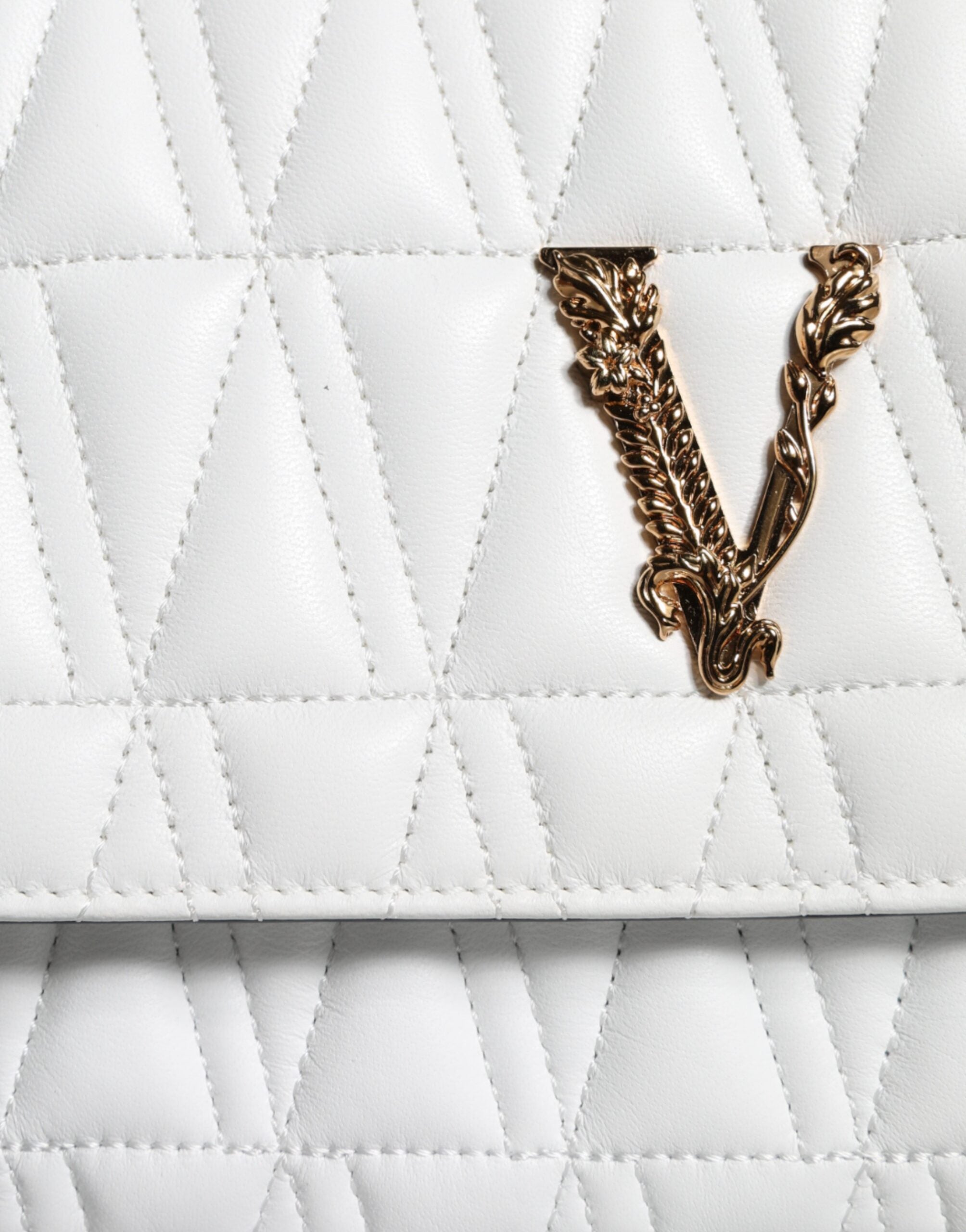 Versace Vit Mini Axelremsväska i Nappaläder