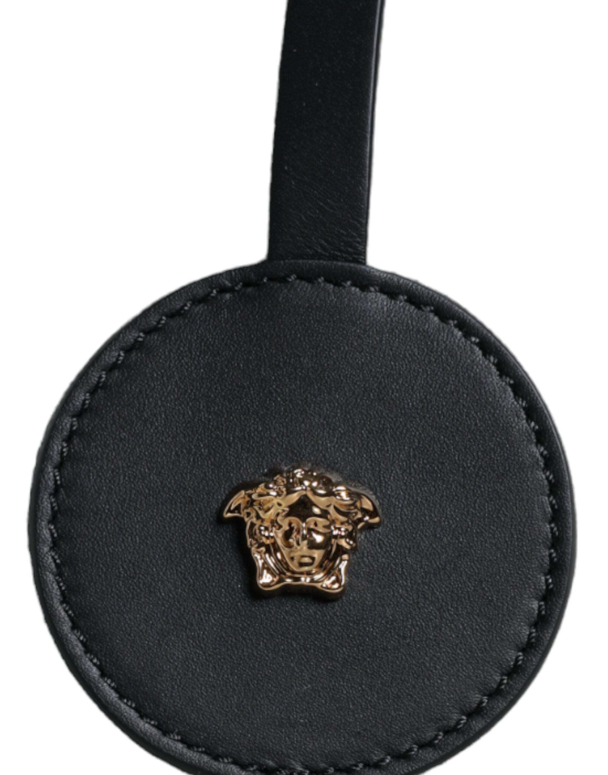 Versace Vit Axelremsväska i läder med topphandtag och logotyp