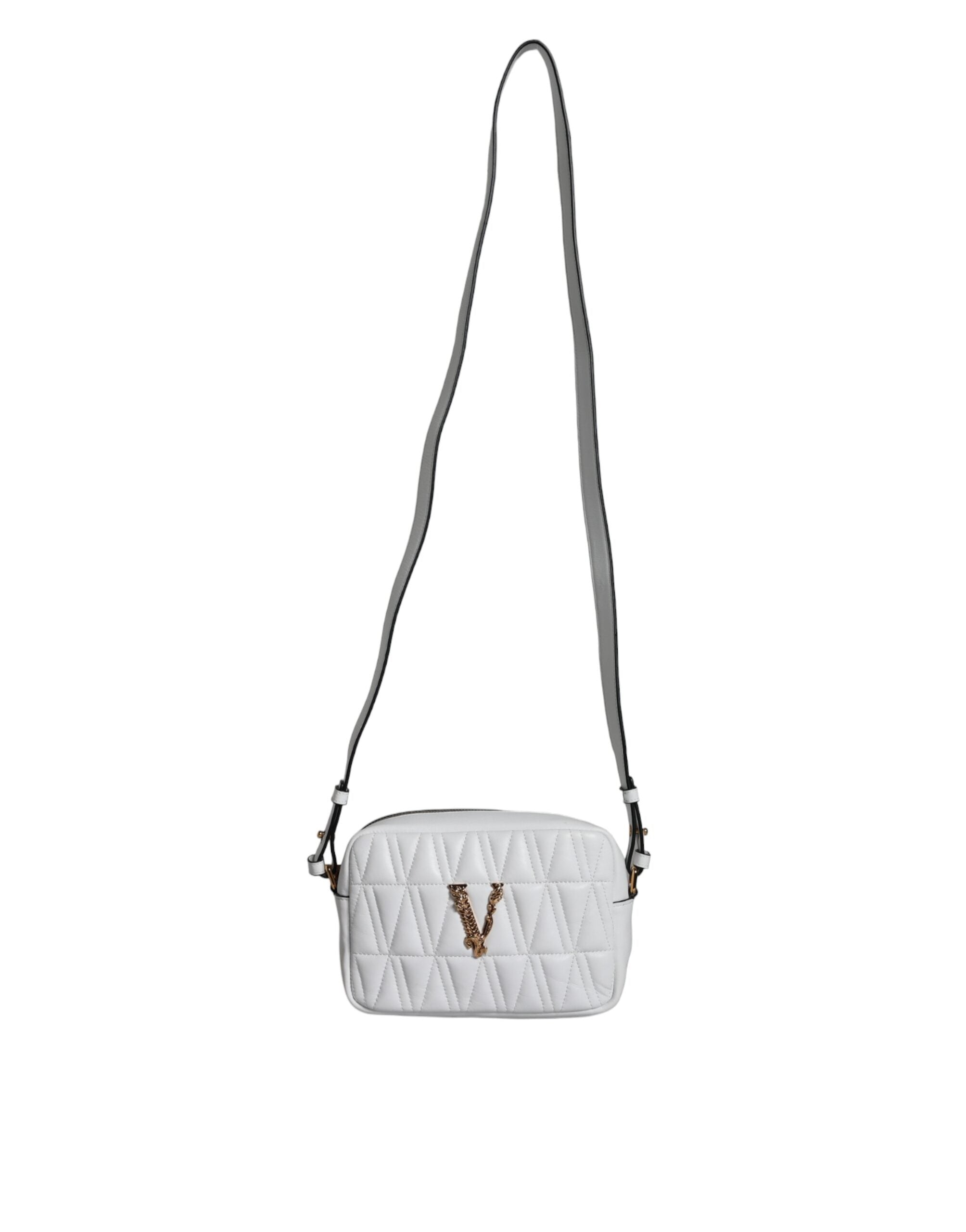 Versace Vit Quilted Nappa Leather Axelremsväska