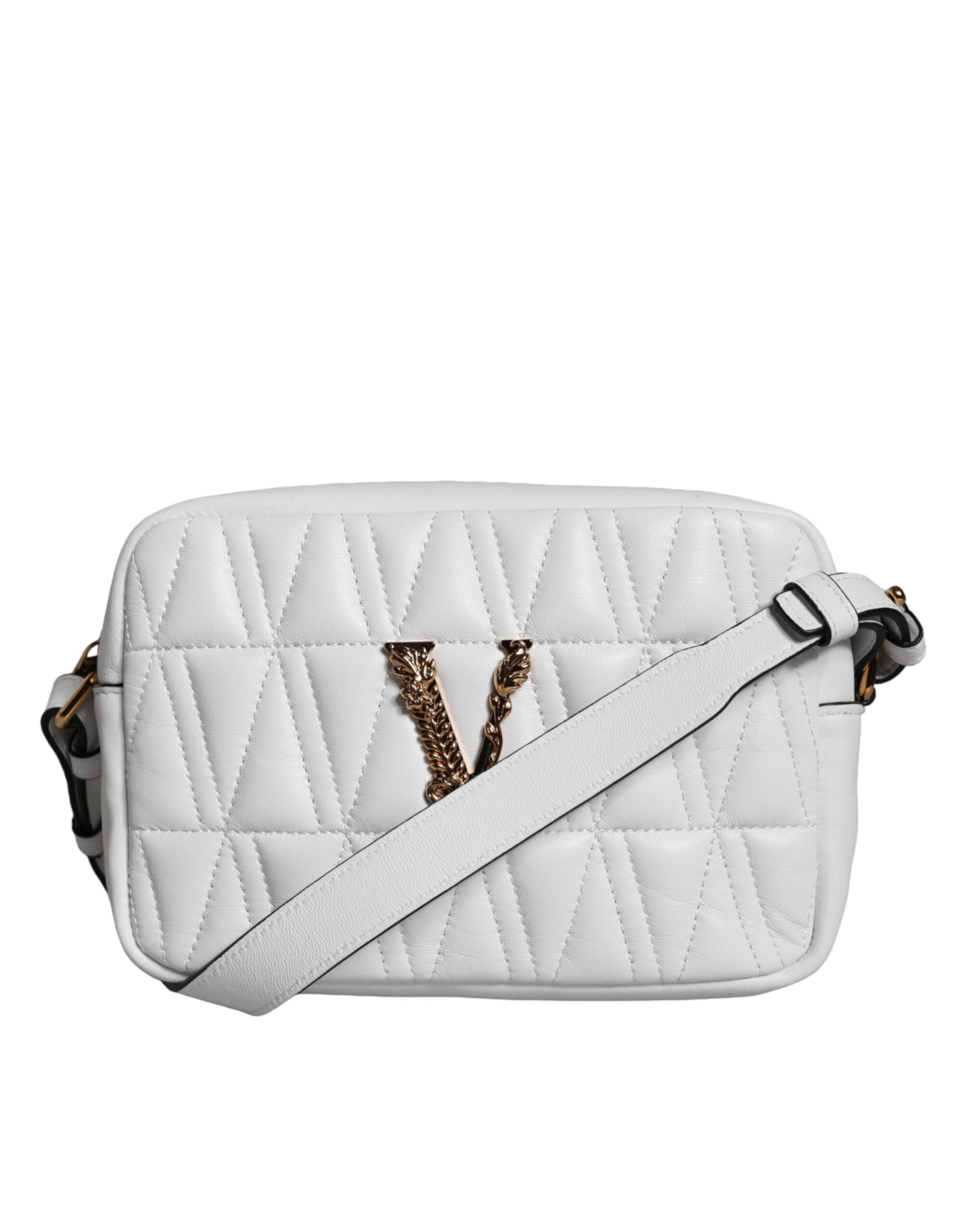 Versace Vit Quilted Nappa Leather Axelremsväska