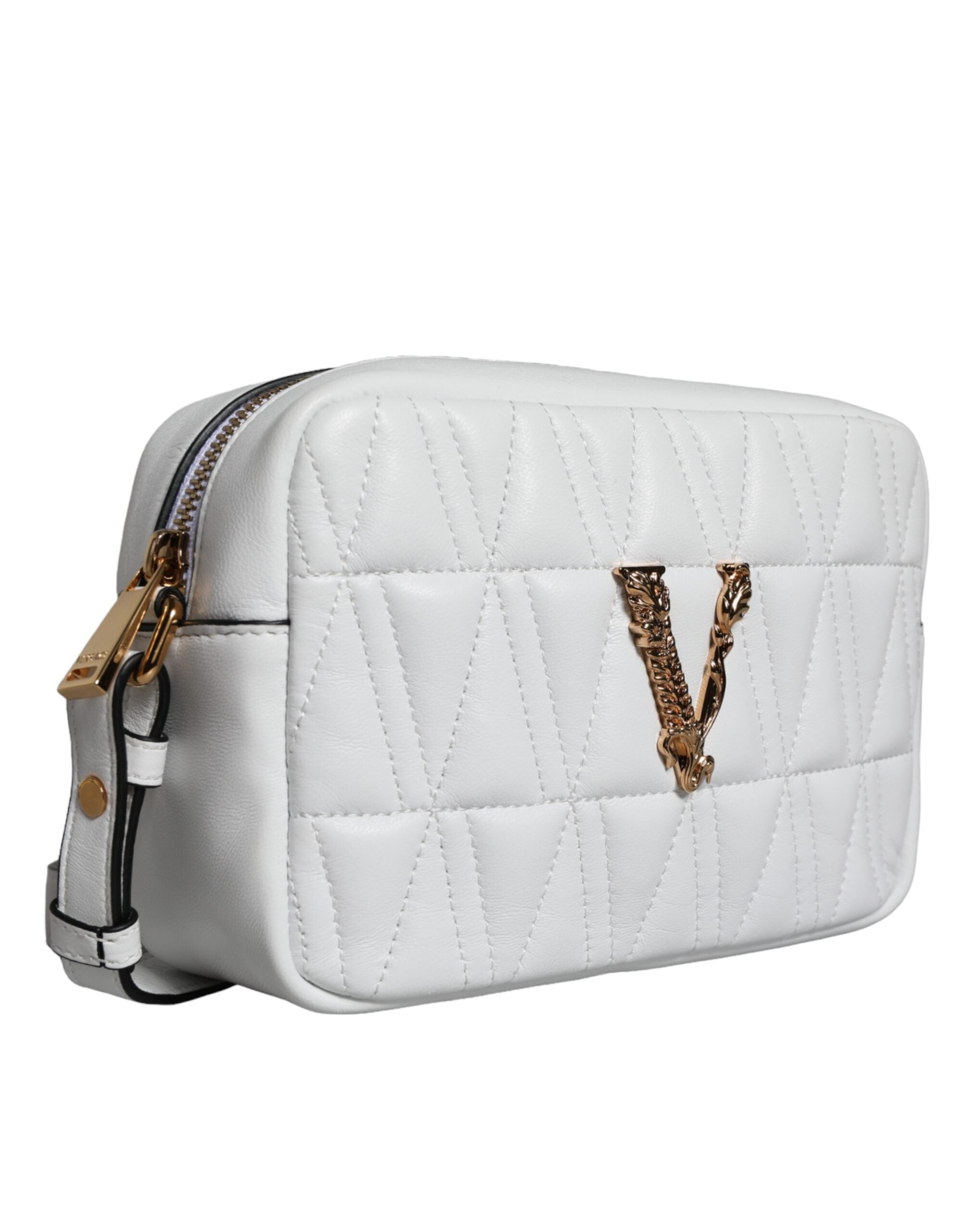 Versace Vit Quilted Nappa Leather Axelremsväska