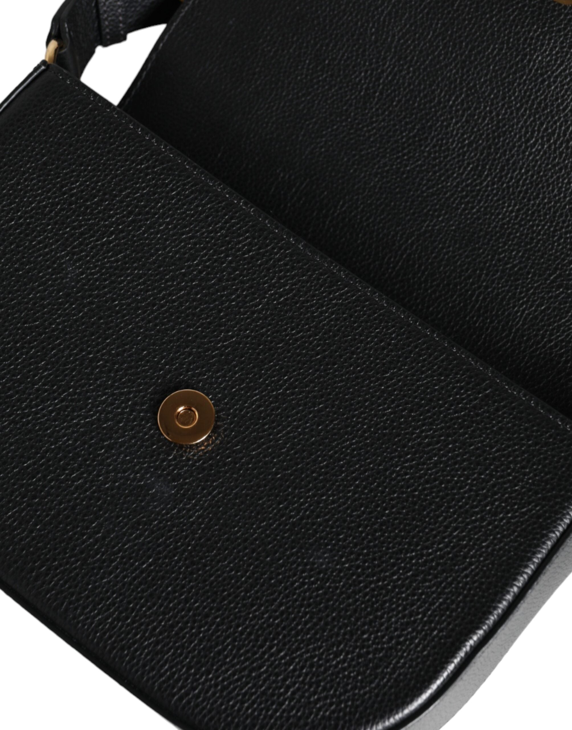 Versace svart kornig kalvläder axelväska med logotyp
